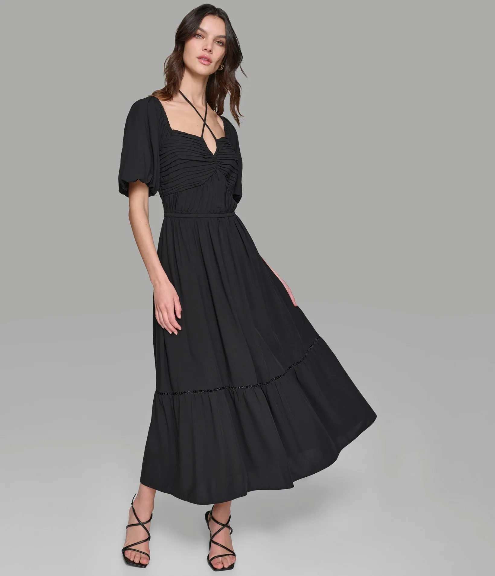 SHORT SLEEVED TIERED MAXI DRESS sold by Karl Lagerfeld Paris product image thumbnail 3