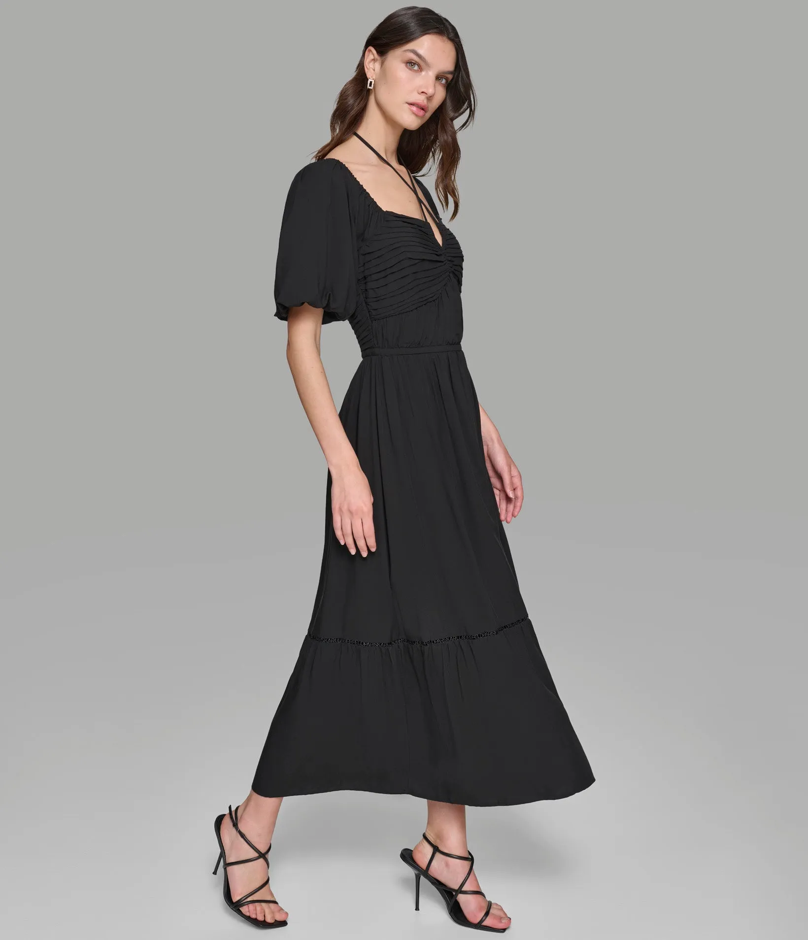 SHORT SLEEVED TIERED MAXI DRESS sold by Karl Lagerfeld Paris product image thumbnail 4