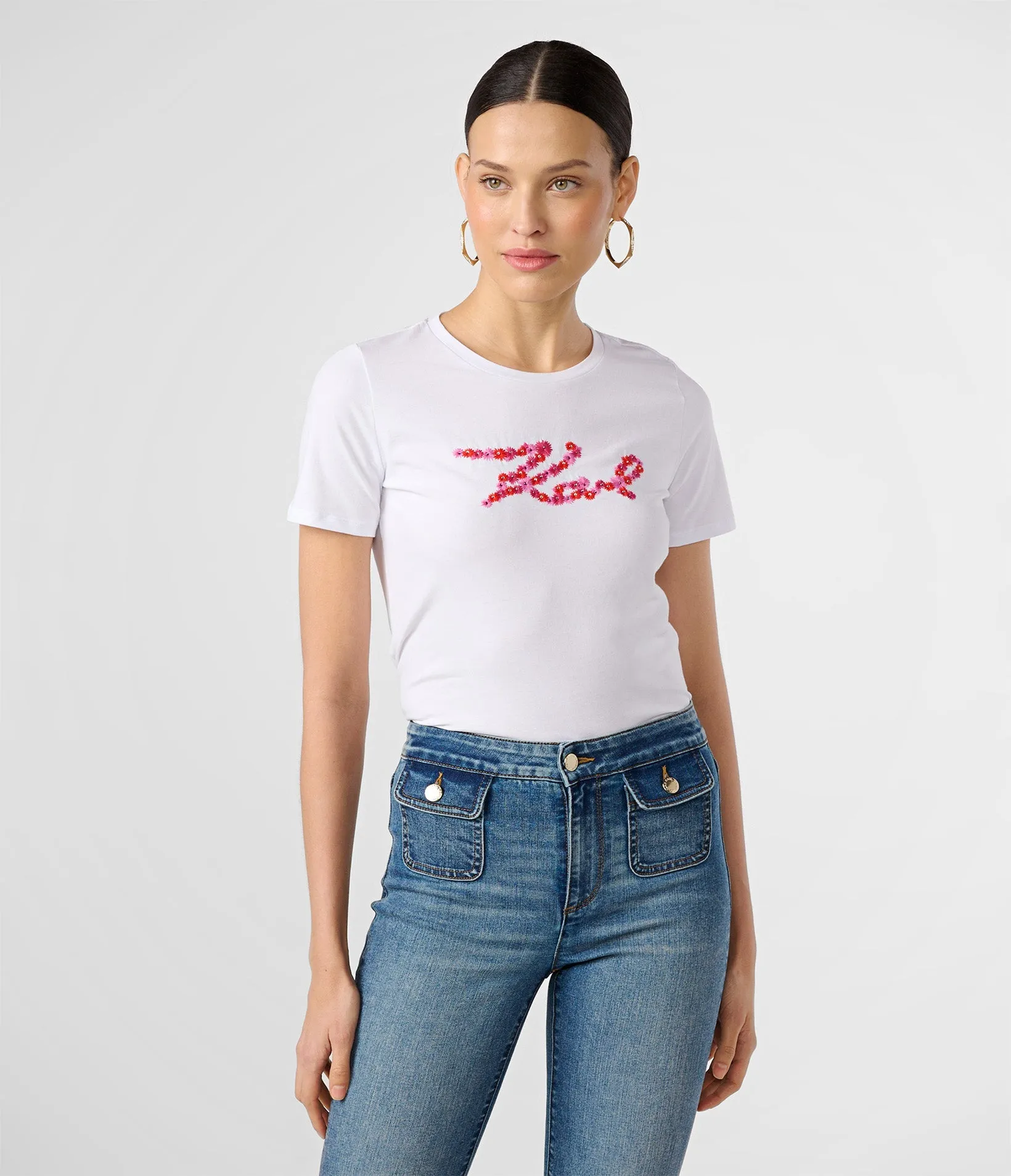 CONTRAST DAISIES LOGO TEE sold by Karl Lagerfeld Paris