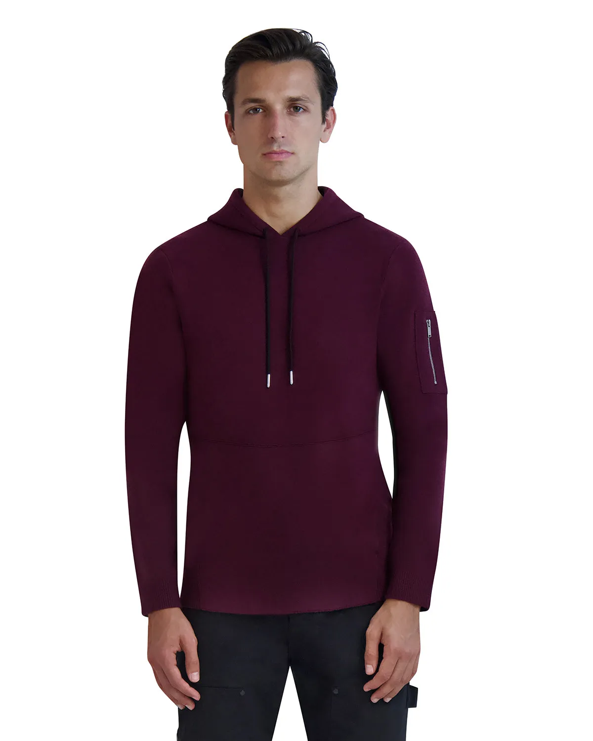 SWEATER HOODIE WITH ZIPPER ON SLEEVE sold by Karl Lagerfeld Paris