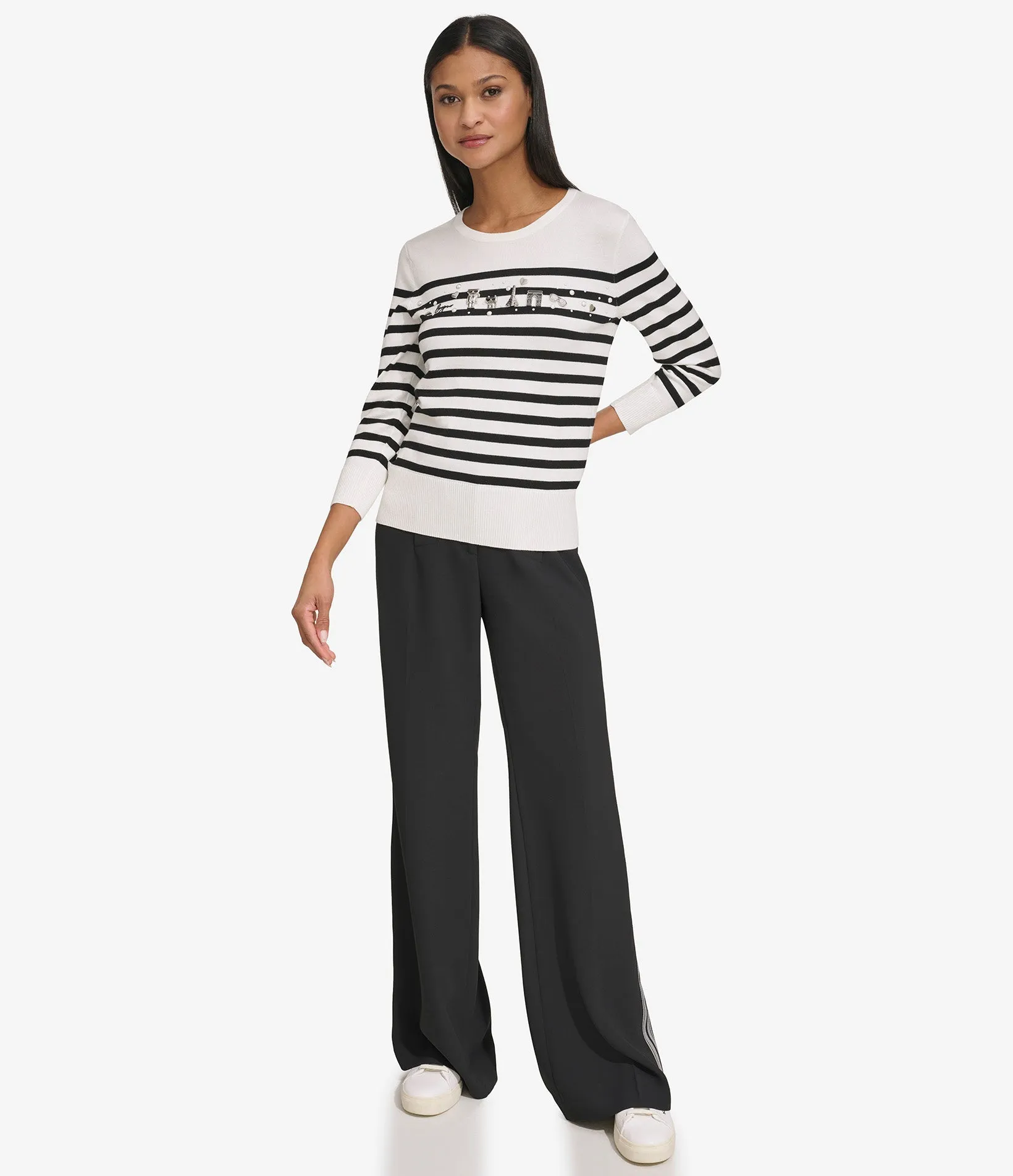 STRIPED PULLOVER SWEATER WITH PINS sold by Karl Lagerfeld Paris product image thumbnail 4