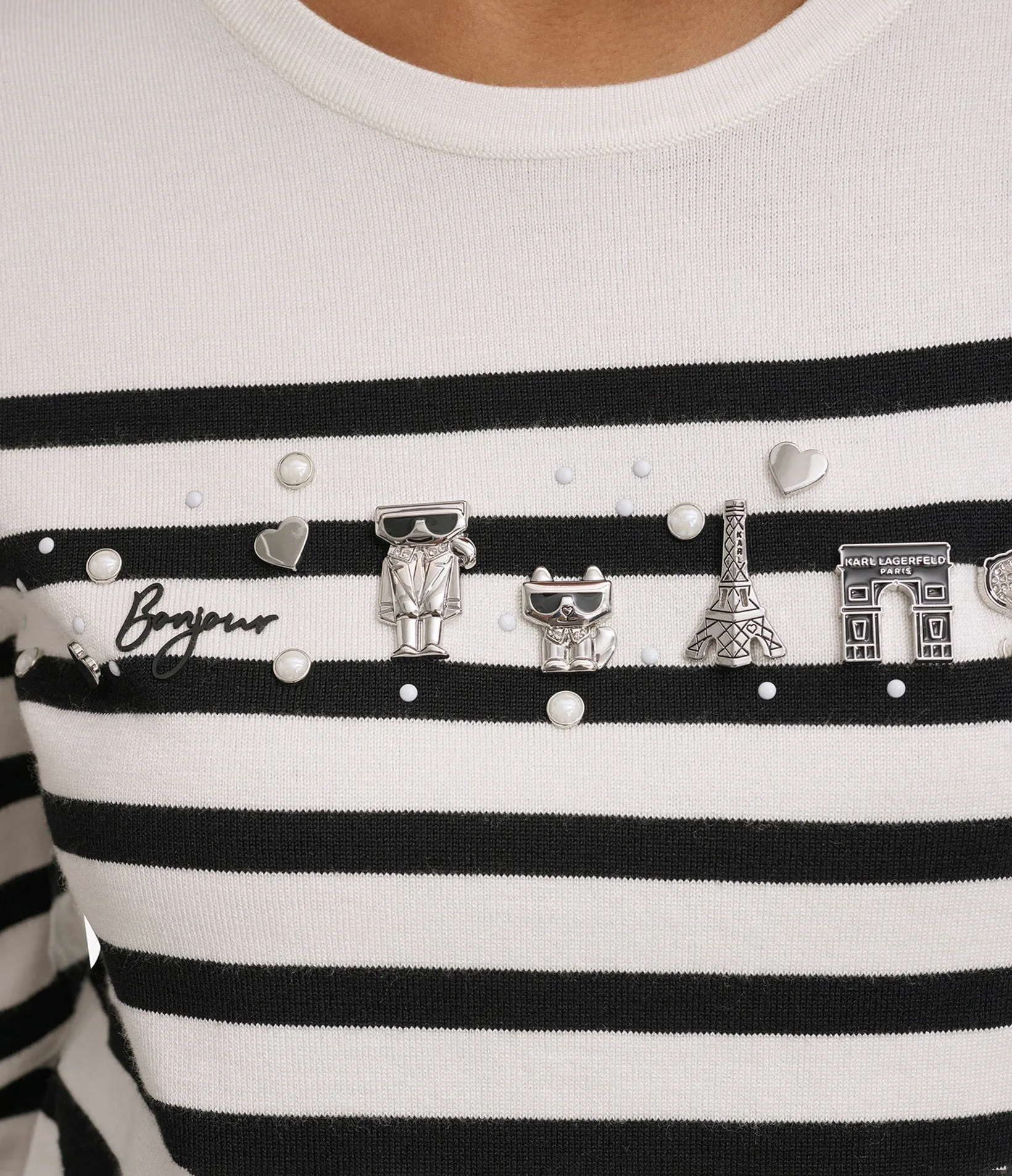 STRIPED PULLOVER SWEATER WITH PINS sold by Karl Lagerfeld Paris product image thumbnail 5