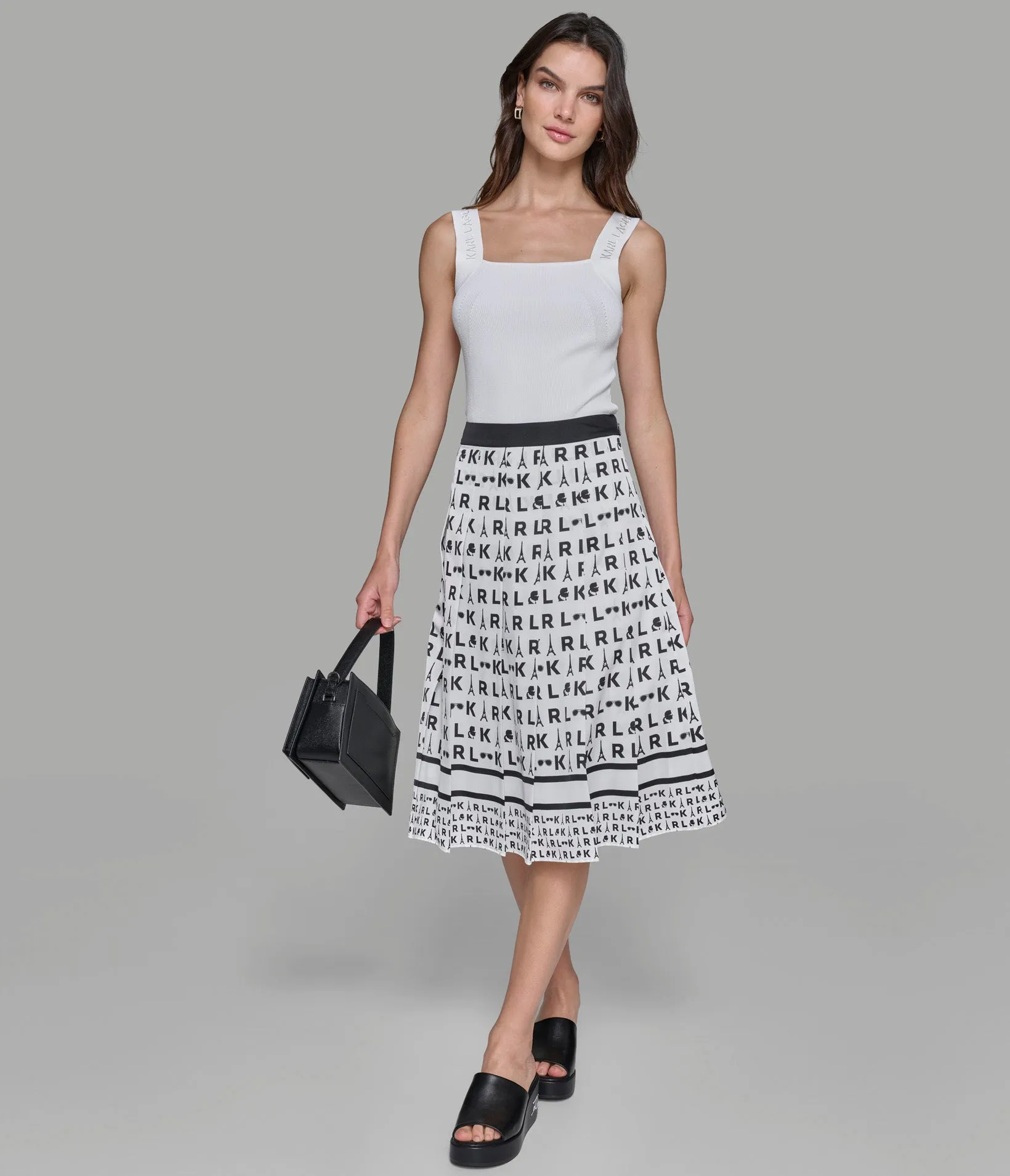 WHIMSY PLEATED MIDI SKIRT sold by Karl Lagerfeld Paris