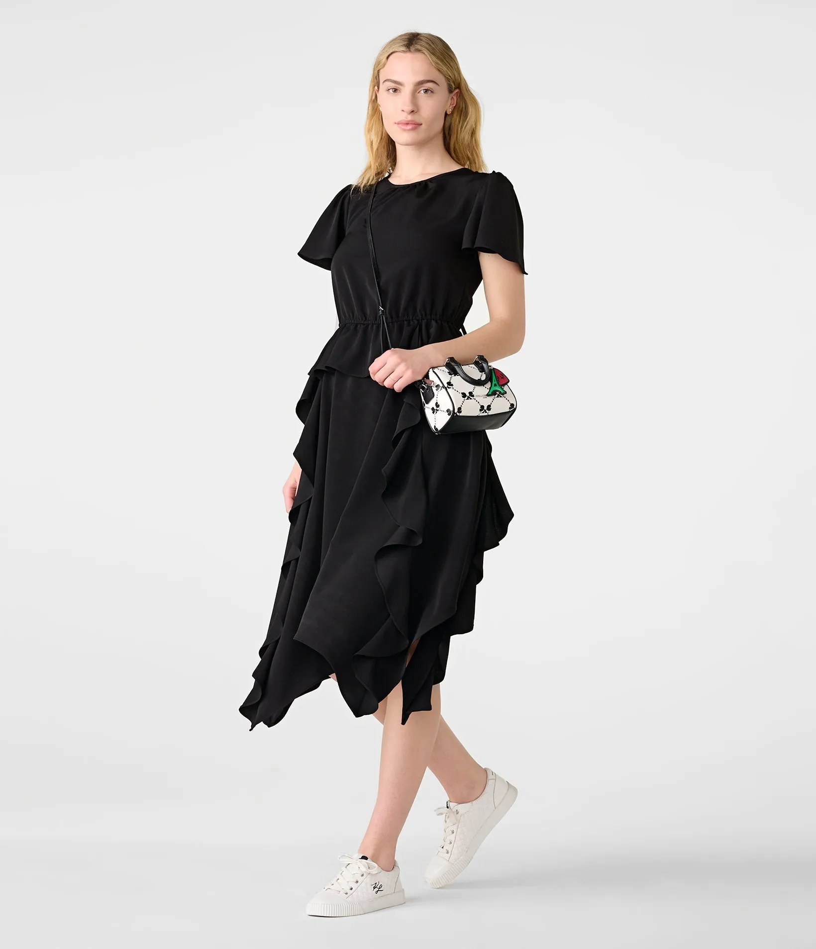 SILKY CREPE PEPLUM MIDI DRESS sold by Karl Lagerfeld Paris product image thumbnail 4