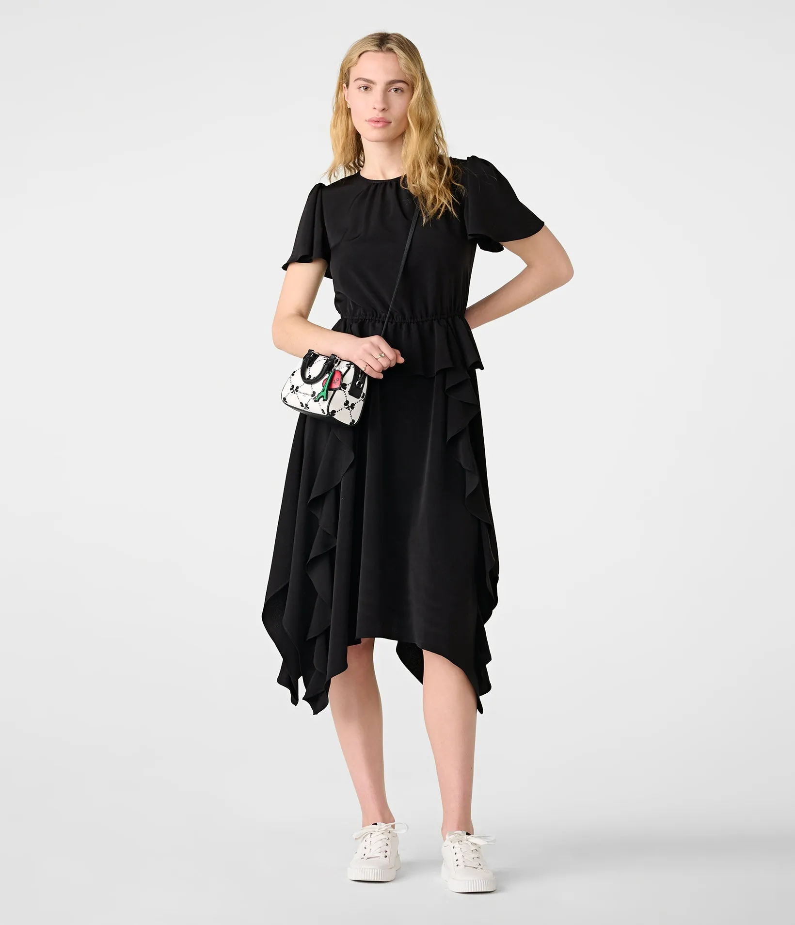 SILKY CREPE PEPLUM MIDI DRESS sold by Karl Lagerfeld Paris
