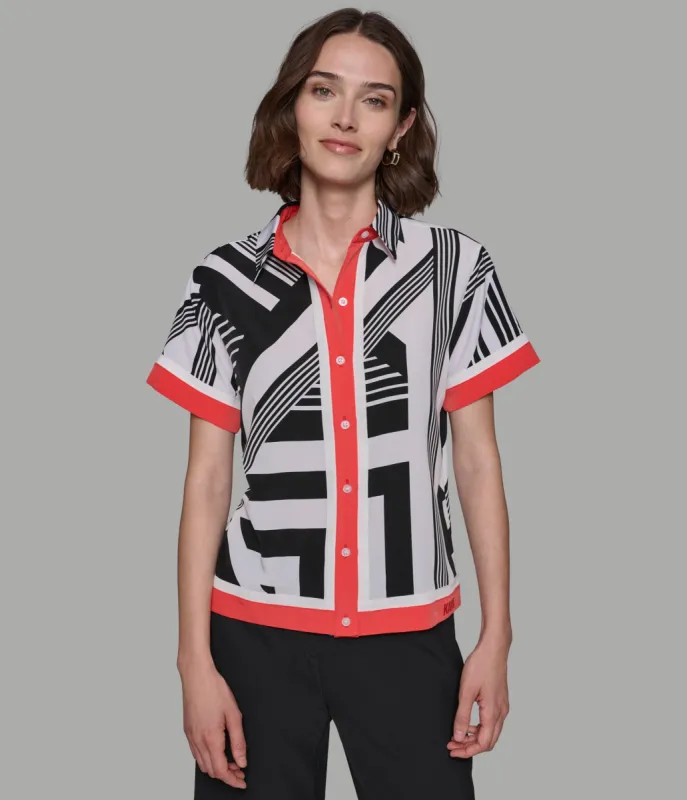GRAPHIC PRINT BLOUSE sold by Karl Lagerfeld Paris