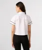 LOGO LACE TRIM CROPPED WHITE SHIRT sold by Karl Lagerfeld Paris