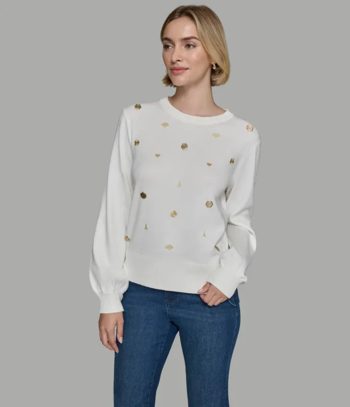 WHIMSY GOLD PINS SWEATER sold by Karl Lagerfeld Paris