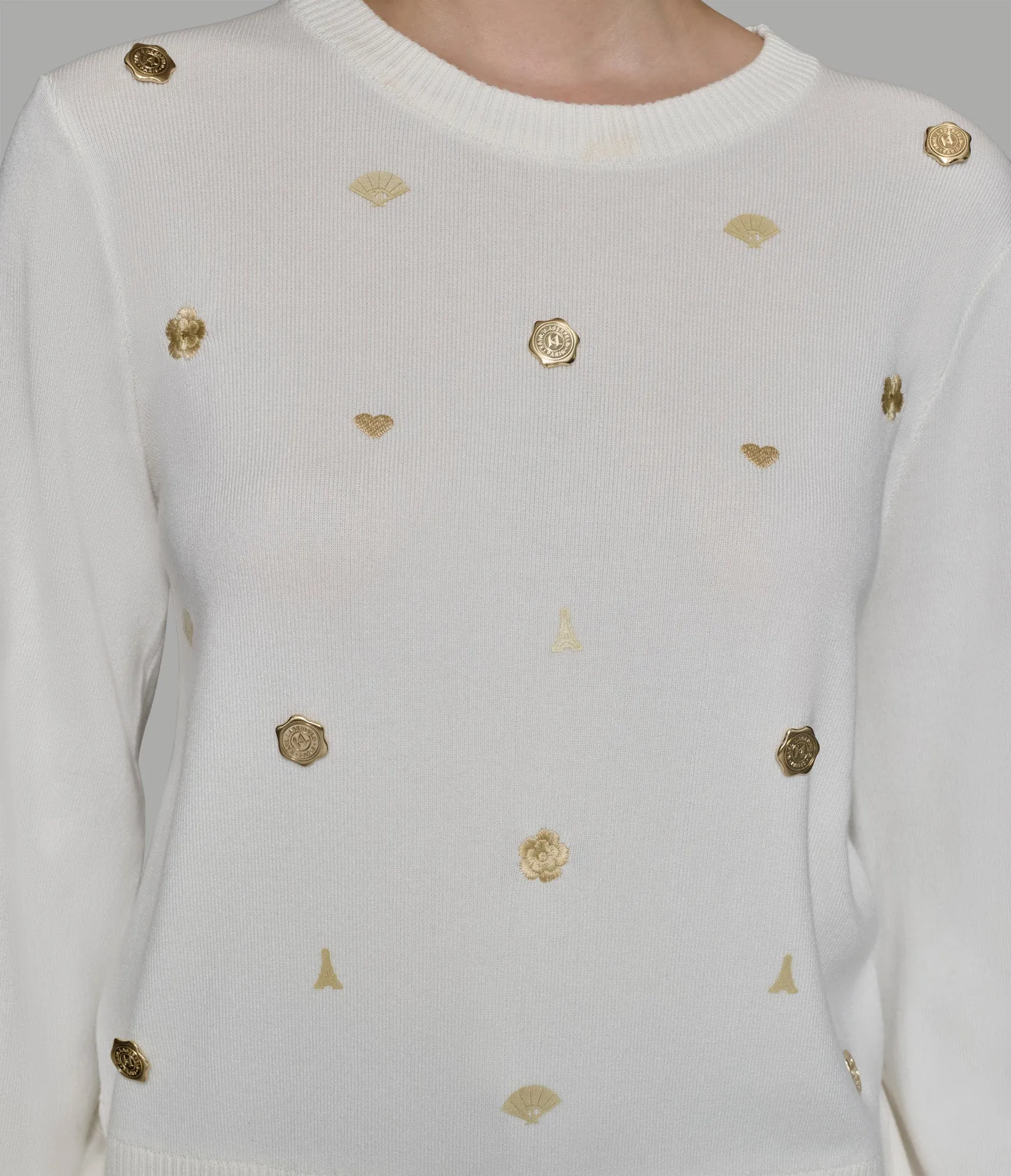 WHIMSY GOLD PINS SWEATER sold by Karl Lagerfeld Paris product image thumbnail 5