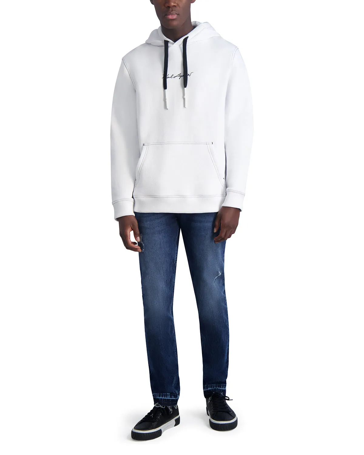 FRENCH TERRY HERRINGBONE SIGNATURE HOODIE sold by Karl Lagerfeld Paris product image thumbnail 4
