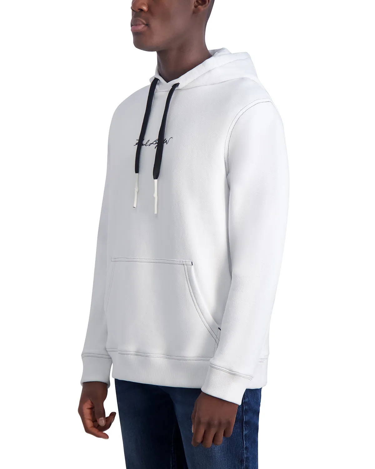 FRENCH TERRY HERRINGBONE SIGNATURE HOODIE sold by Karl Lagerfeld Paris product image thumbnail 3