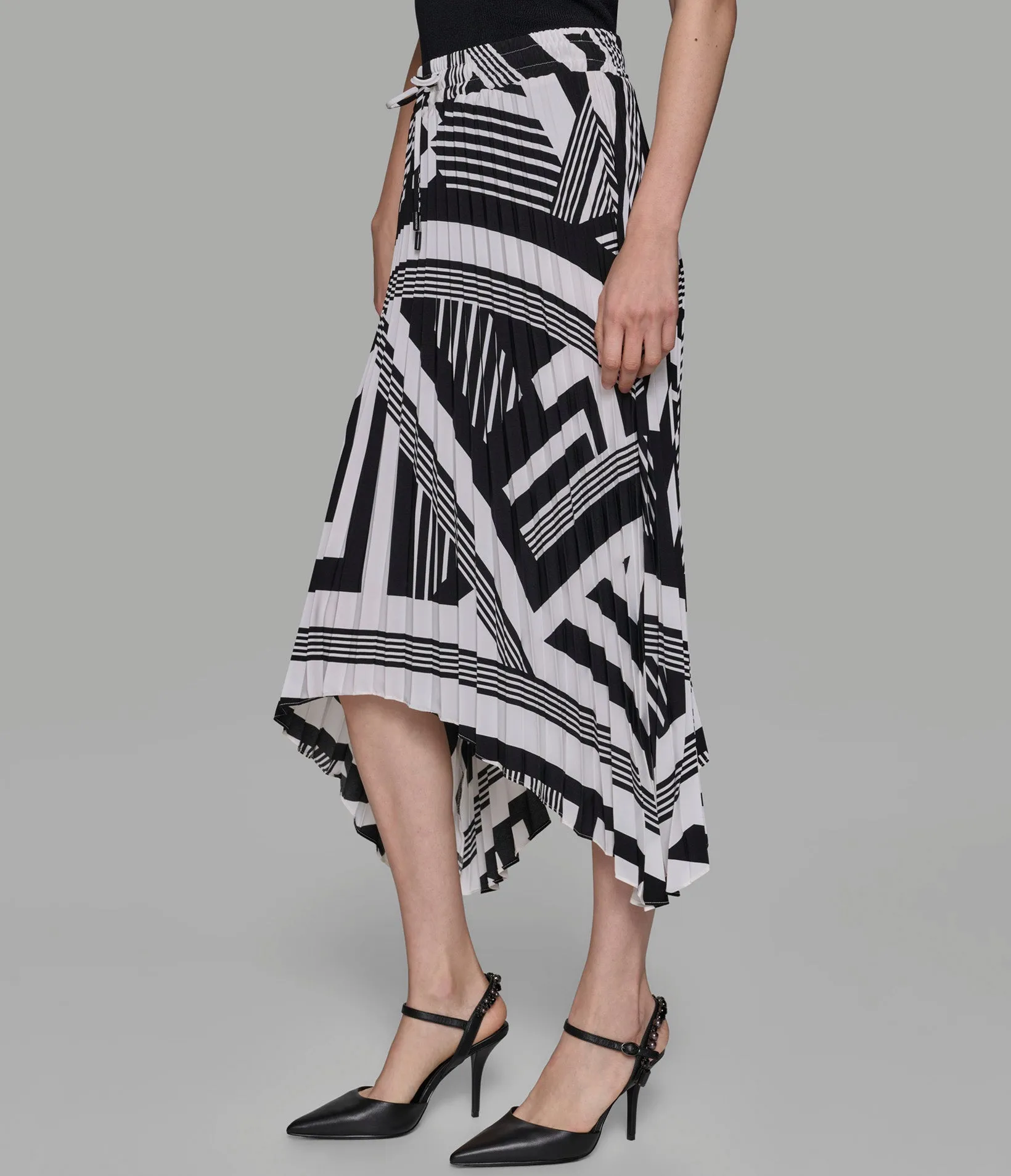 PLEATED HIGH WAISTED MIDI SKIRT sold by Karl Lagerfeld Paris product image thumbnail 2