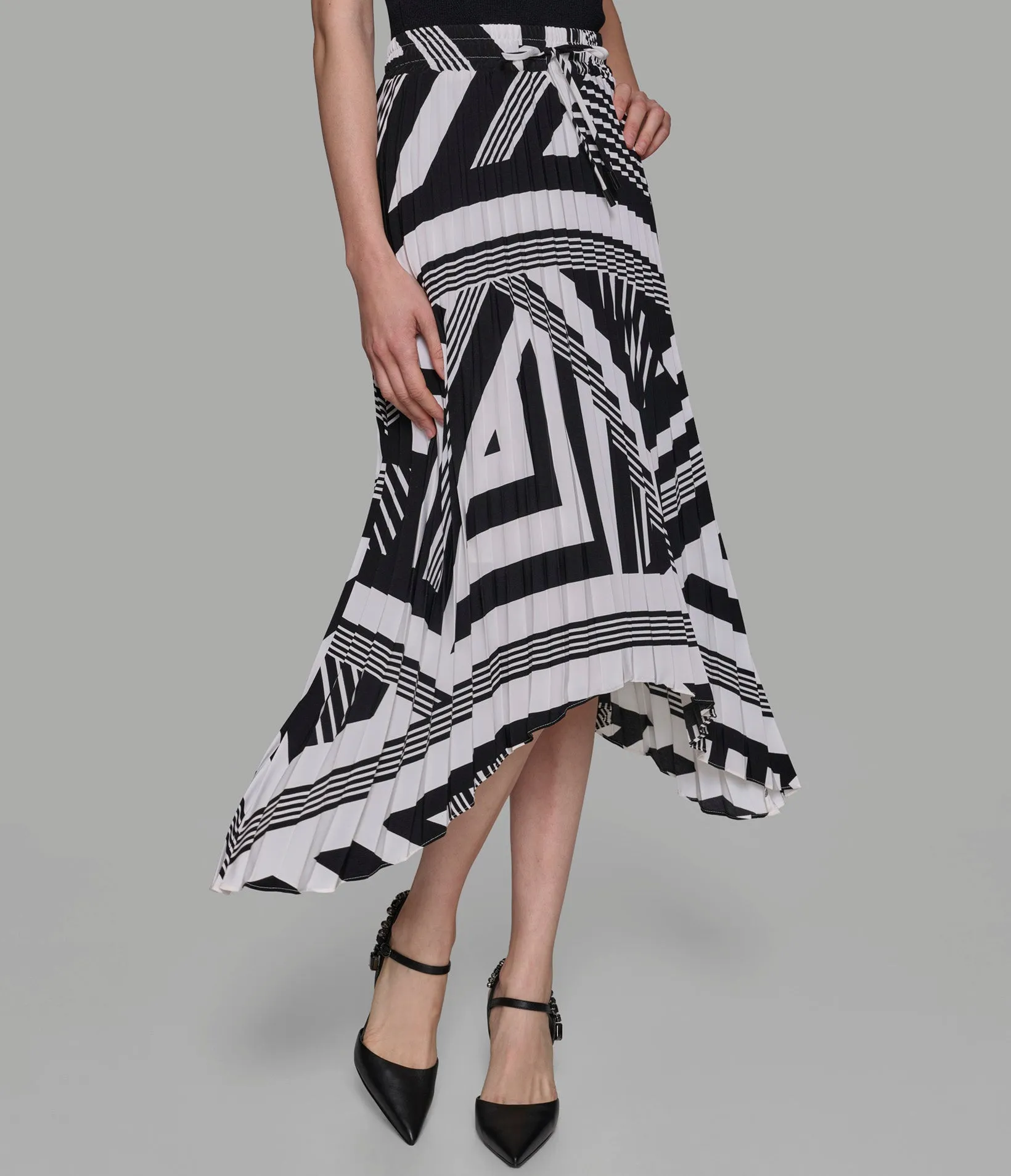 PLEATED HIGH WAISTED MIDI SKIRT sold by Karl Lagerfeld Paris product image thumbnail 4