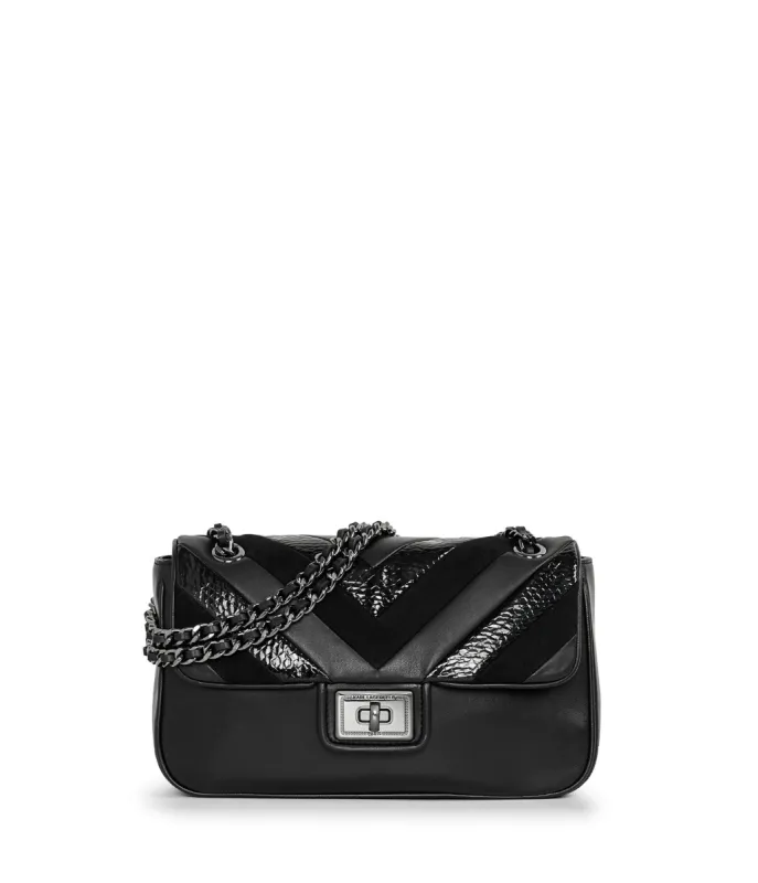 AGYNESS LEATHER AND SUEDE SHOULDER BAG sold by Karl Lagerfeld Paris