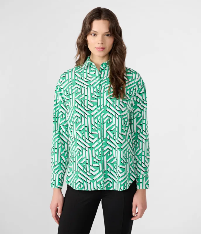 SILKY CREPE BUTTON DOWN BLOUSE sold by Karl Lagerfeld Paris