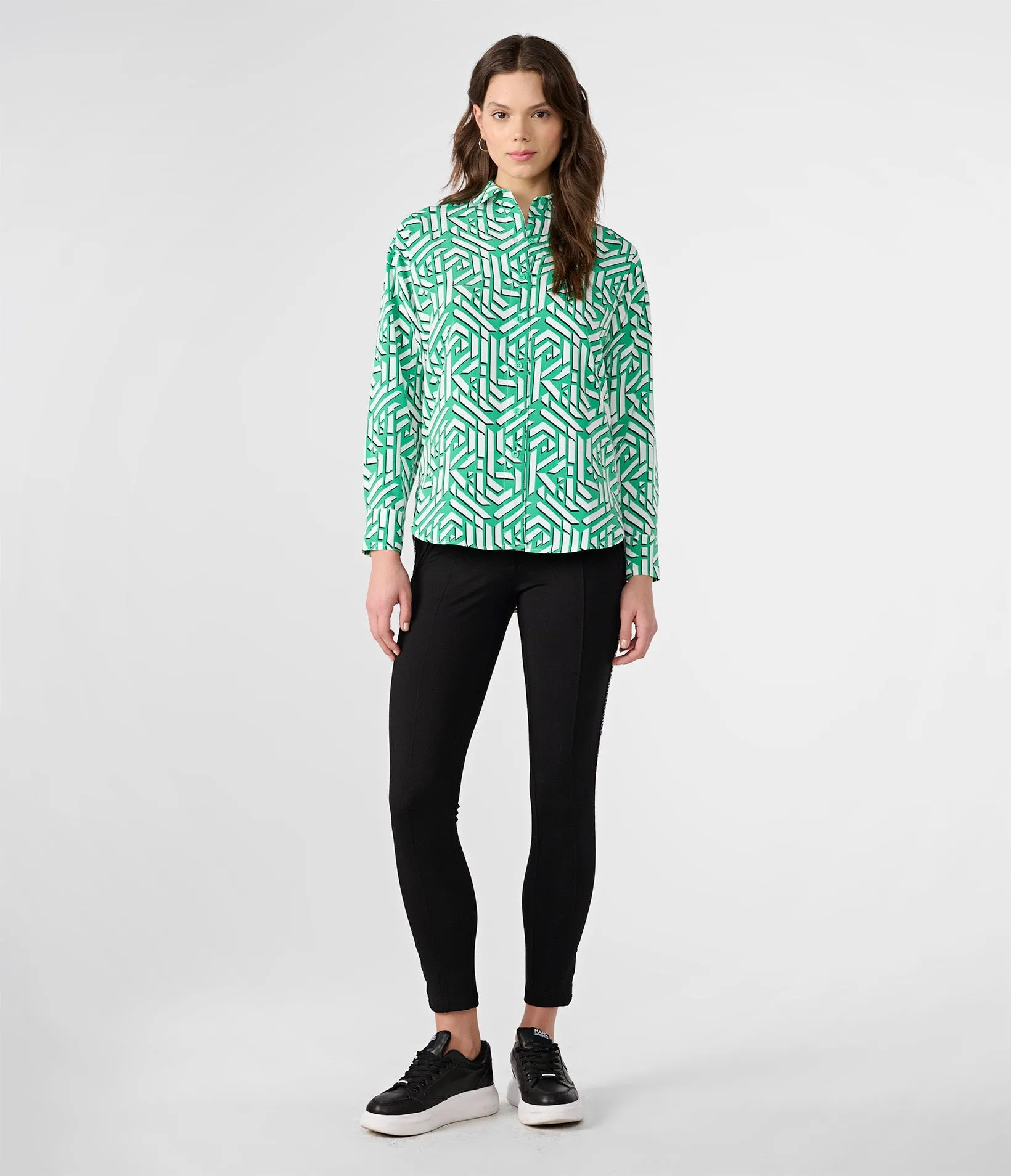 SILKY CREPE BUTTON DOWN BLOUSE sold by Karl Lagerfeld Paris product image thumbnail 4