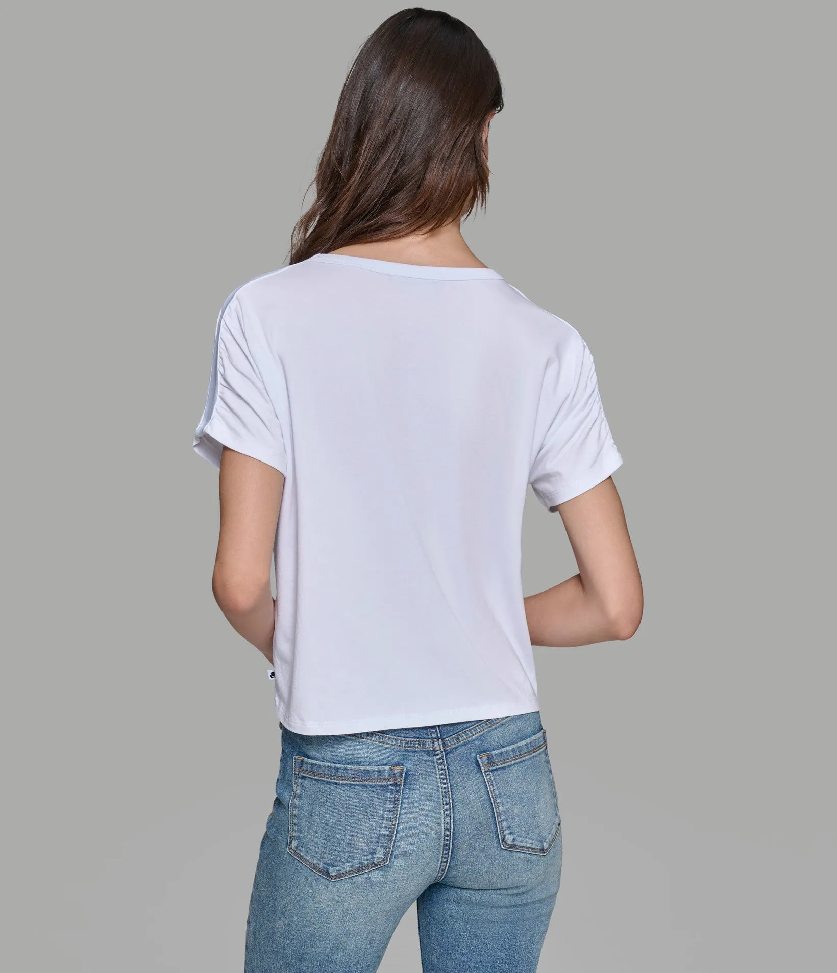 RUCHED SHORT SLEEVE LOGO TEE sold by Karl Lagerfeld Paris product image thumbnail 2