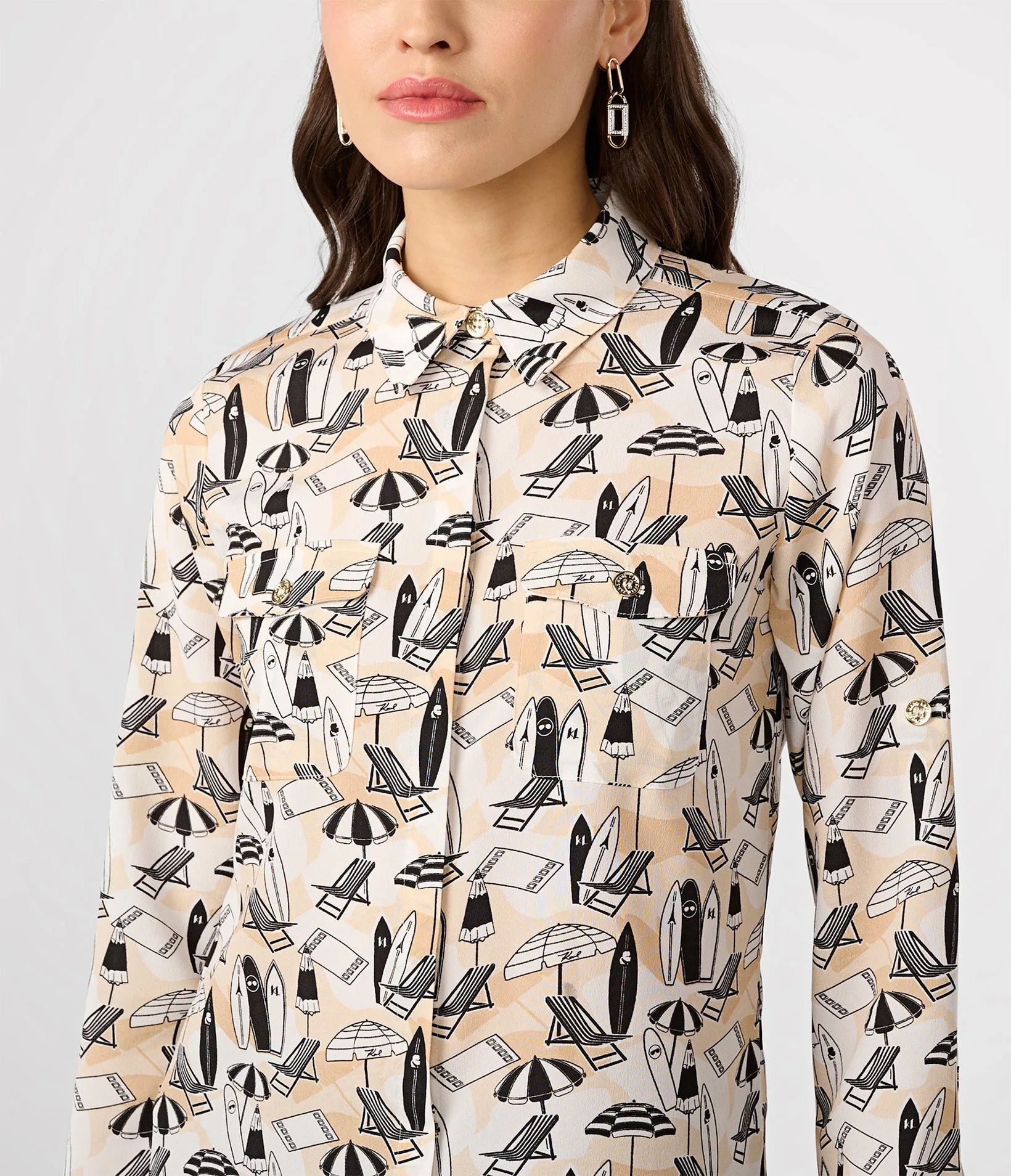 SUMMER SCENE WHIMSY BLOUSE sold by Karl Lagerfeld Paris product image thumbnail 3