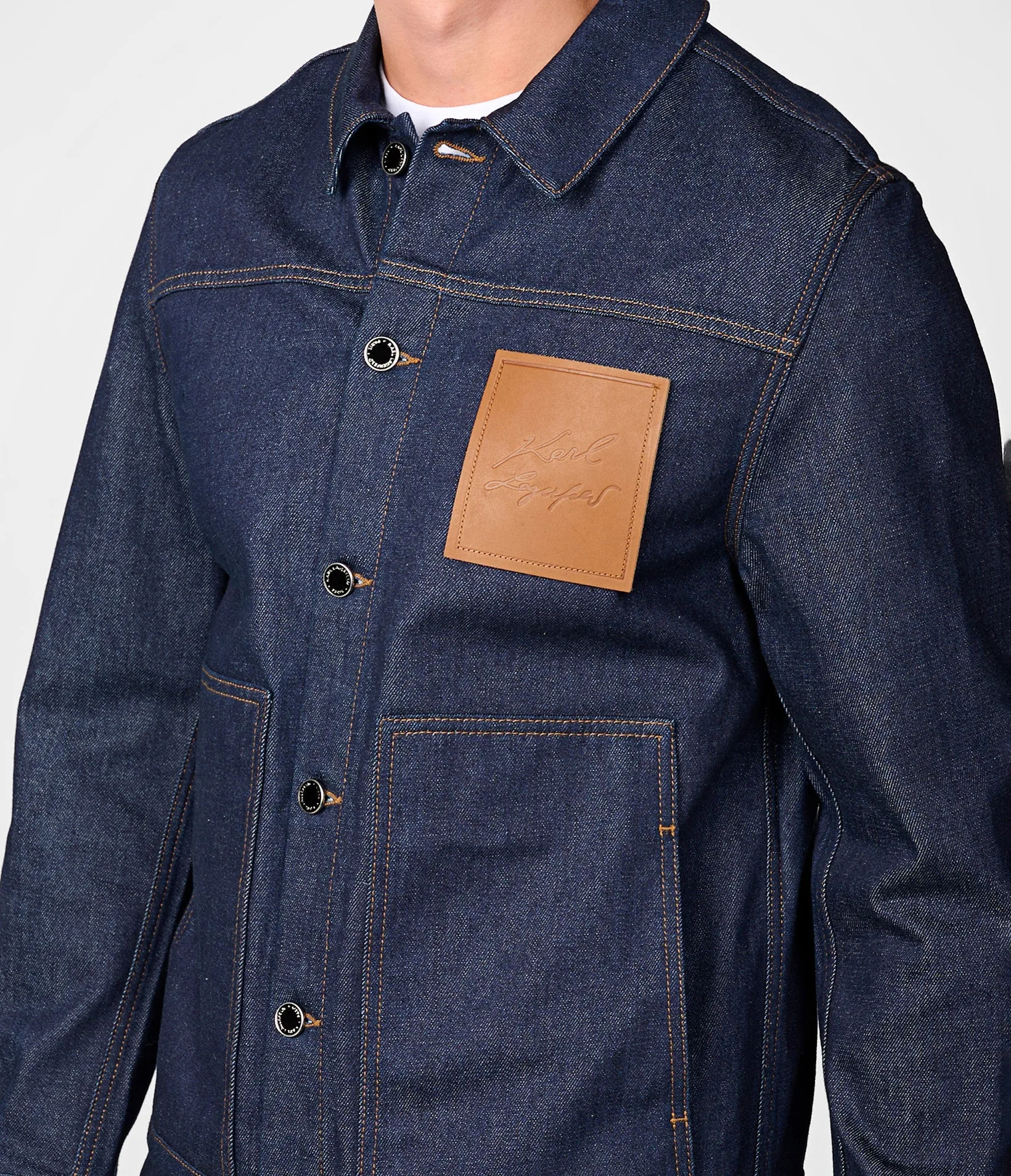CONTRAST LOGO PATCH DENIM JACKET sold by Karl Lagerfeld Paris product image thumbnail 3