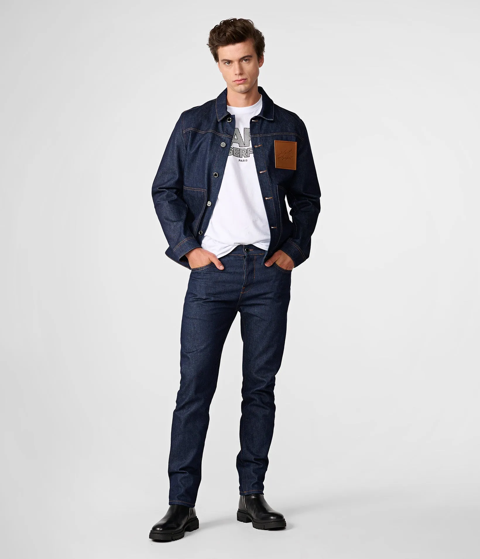 CONTRAST LOGO PATCH DENIM JACKET sold by Karl Lagerfeld Paris product image thumbnail 4