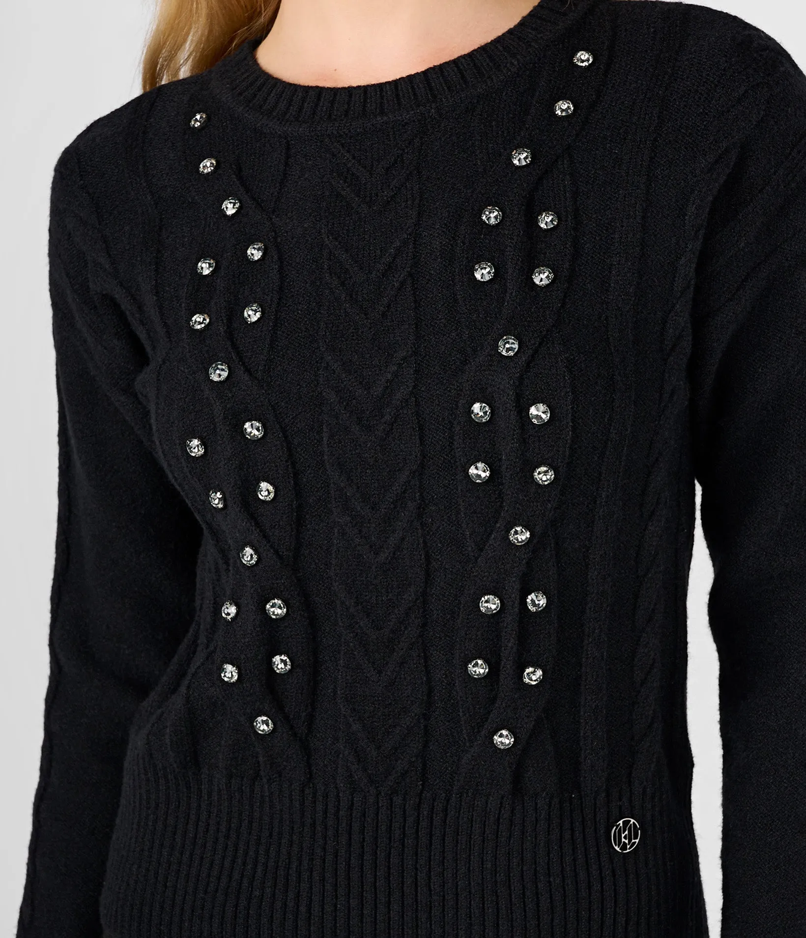 EMBELLISHED CABLE KNIT SWEATER sold by Karl Lagerfeld Paris product image thumbnail 3
