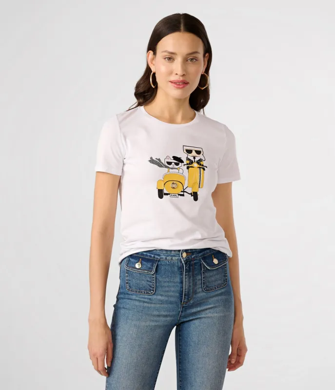 KARL AND CHOUPETTE MOPED TEE sold by Karl Lagerfeld Paris