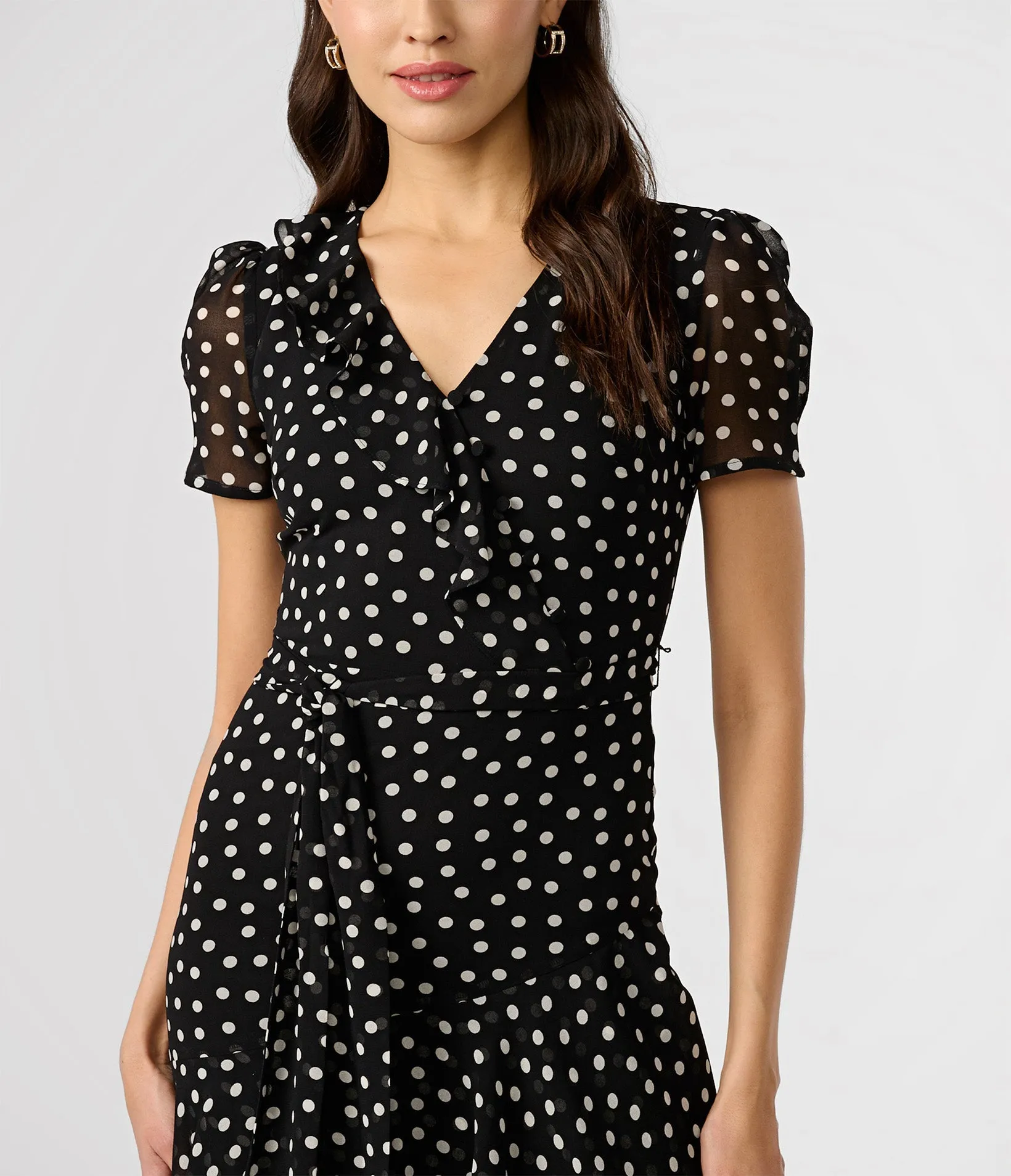 PUFF SLEEVE TIERED RUFFLE MIDI DRESS sold by Karl Lagerfeld Paris product image thumbnail 3