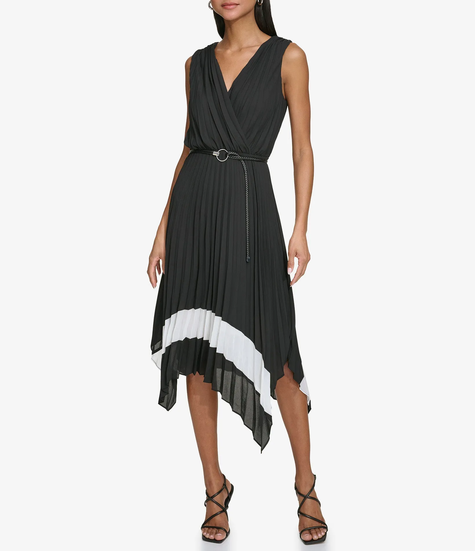 PLEATED ASYMMETRIC MIDI DRESS sold by Karl Lagerfeld Paris product image thumbnail 3