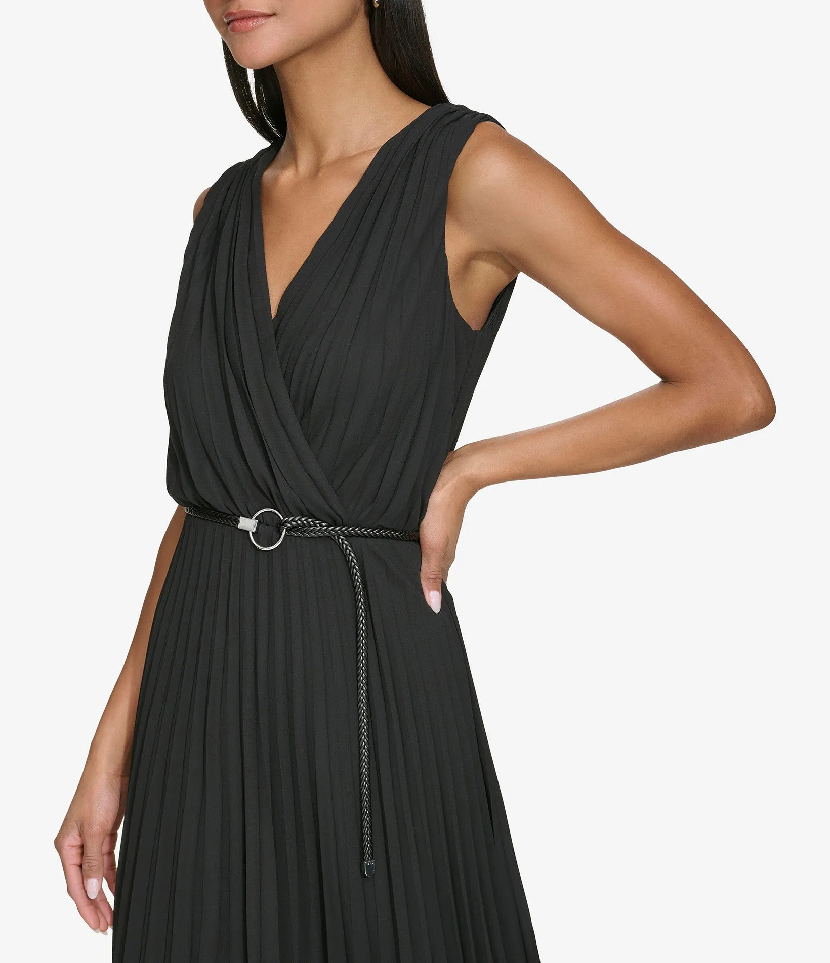 PLEATED ASYMMETRIC MIDI DRESS sold by Karl Lagerfeld Paris product image thumbnail 4