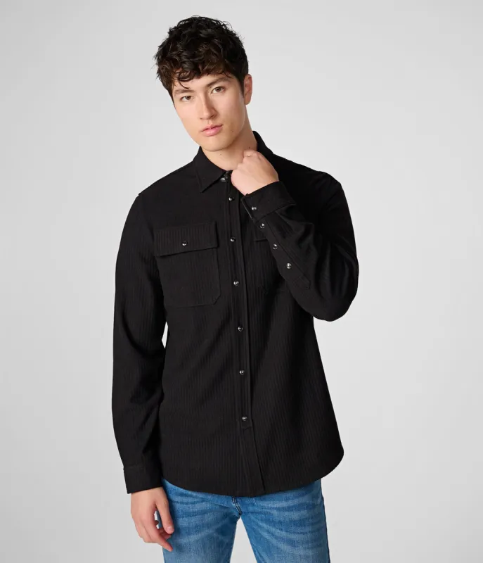 RIBBED SNAP FRONT SHIRT sold by Karl Lagerfeld Paris