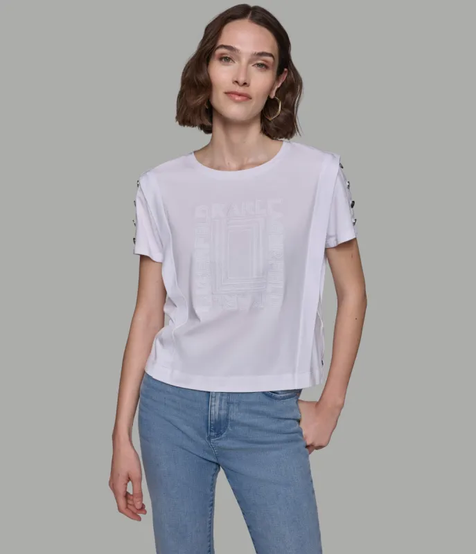 EMBROIDERED DOUBLE L TEE sold by Karl Lagerfeld Paris
