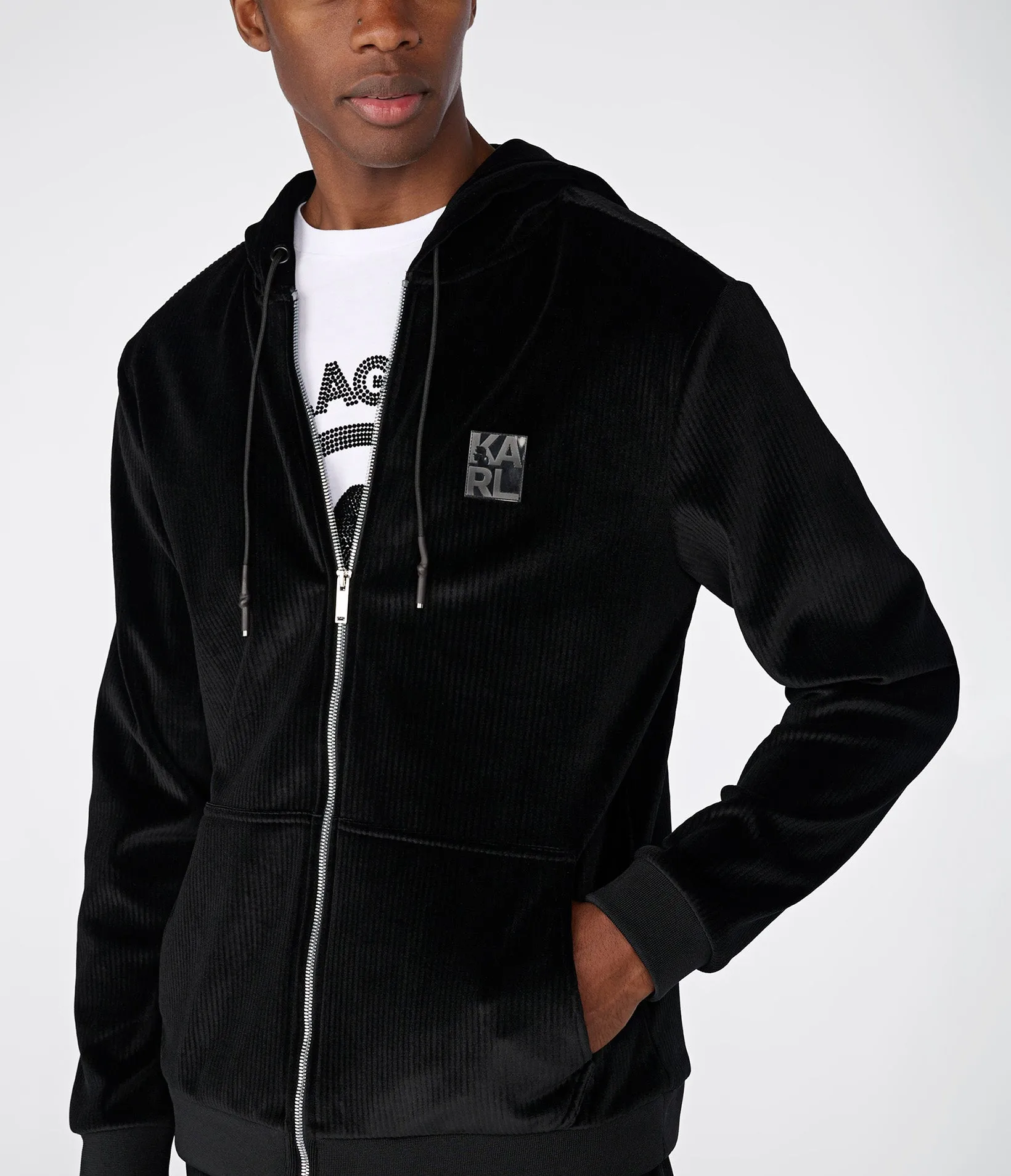 VELVET CORDUROY TRACK JACKET sold by Karl Lagerfeld Paris product image thumbnail 3