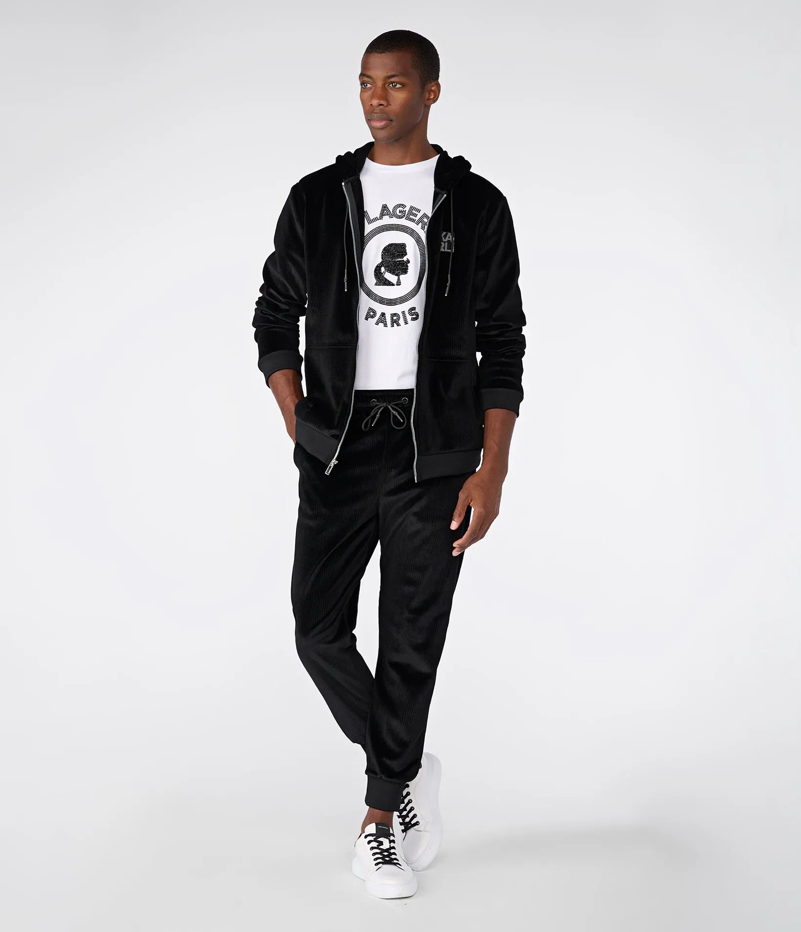 VELVET CORDUROY TRACK JACKET sold by Karl Lagerfeld Paris product image thumbnail 4