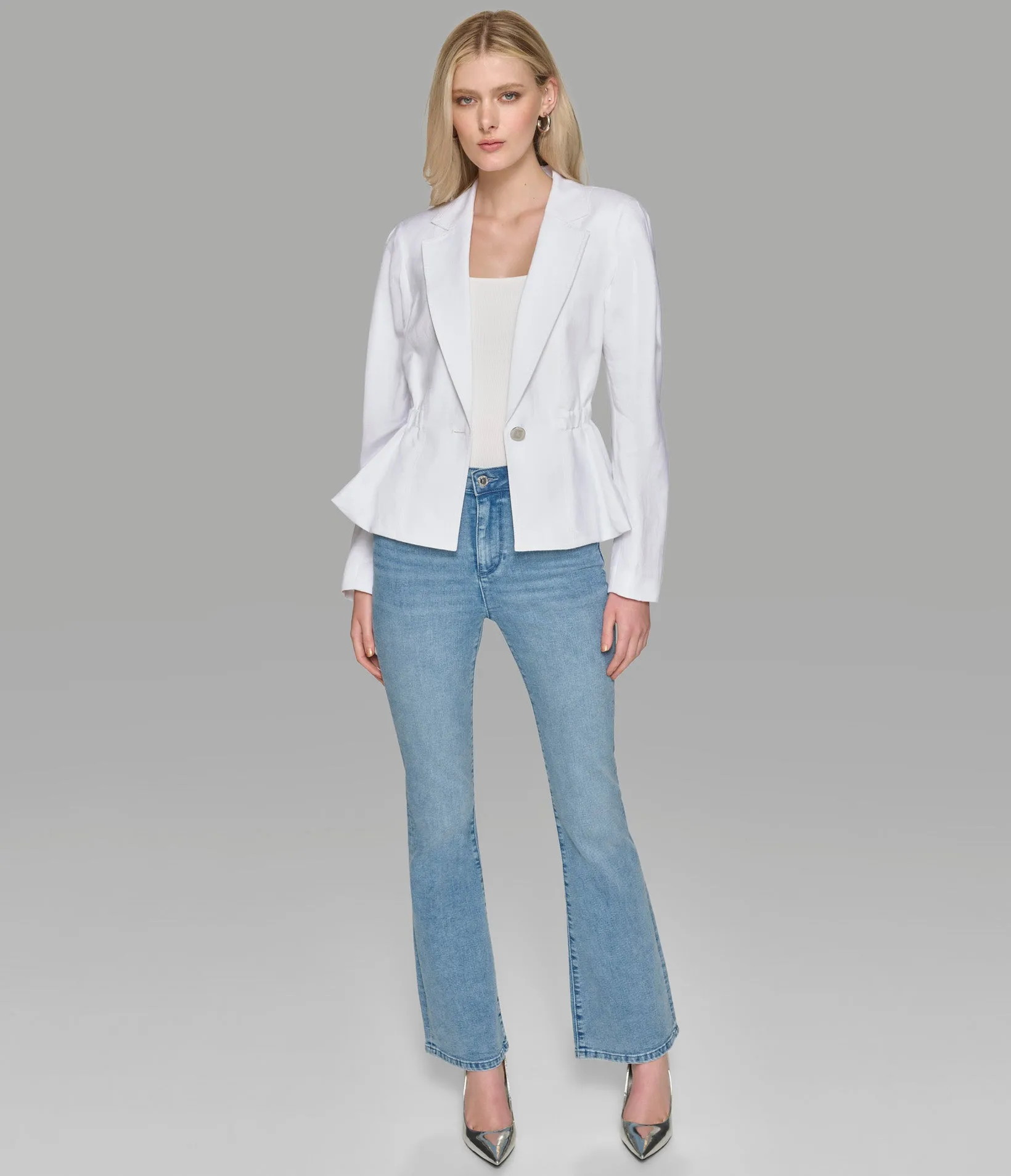 LINEN BLEND PEPLUM BLAZER sold by Karl Lagerfeld Paris product image thumbnail 5