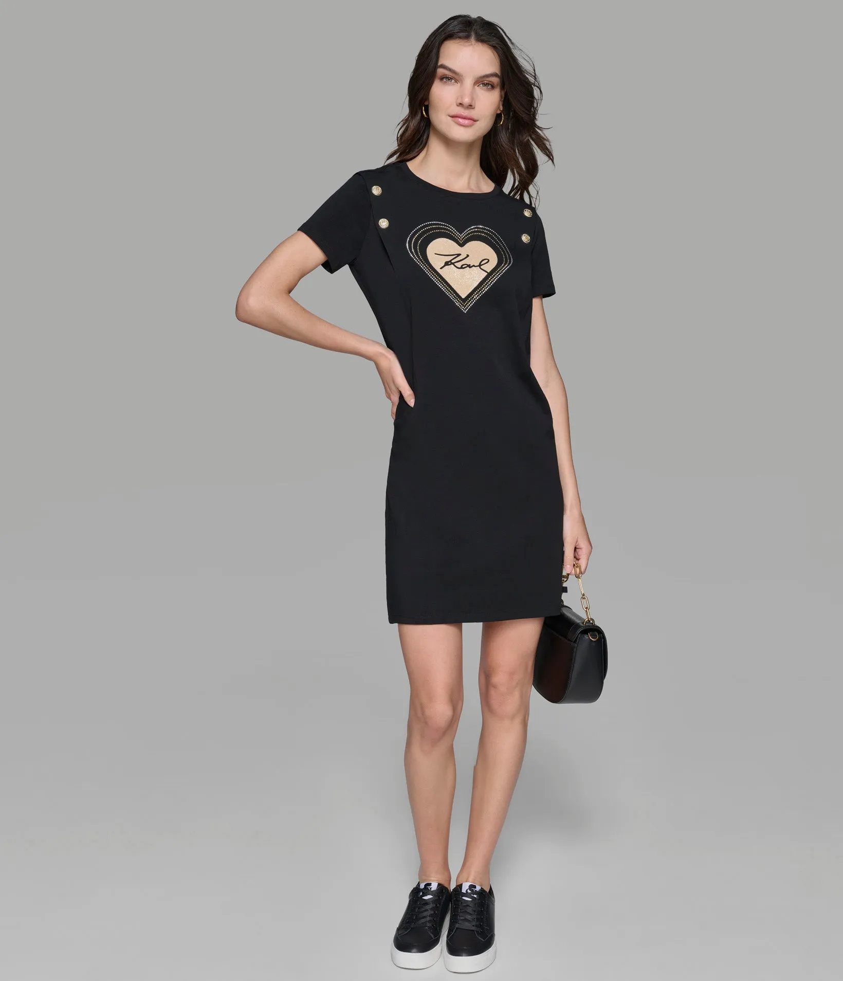 KARL HEART TEE DRESS WITH BUTTONS sold by Karl Lagerfeld Paris product image thumbnail 3