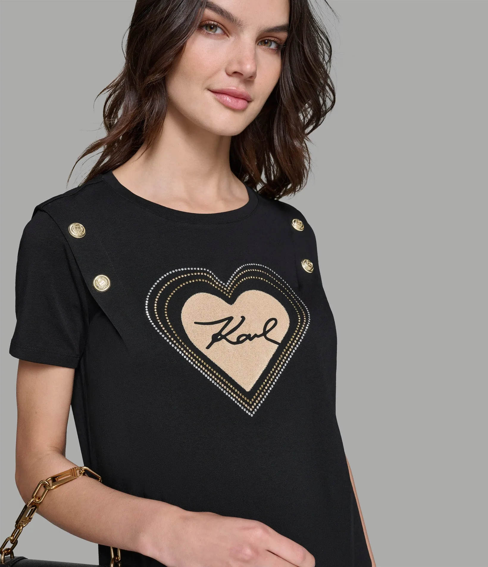 KARL HEART TEE DRESS WITH BUTTONS sold by Karl Lagerfeld Paris product image thumbnail 4