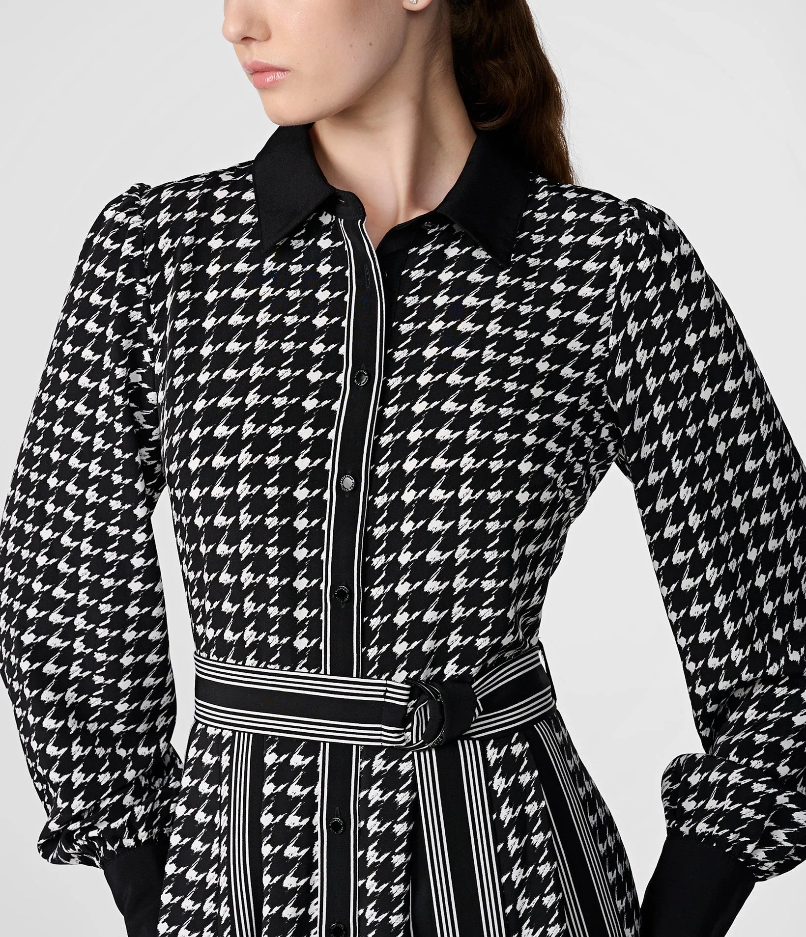 HOUNDSTOOTH BELTED SHIRT DRESS sold by Karl Lagerfeld Paris product image thumbnail 3