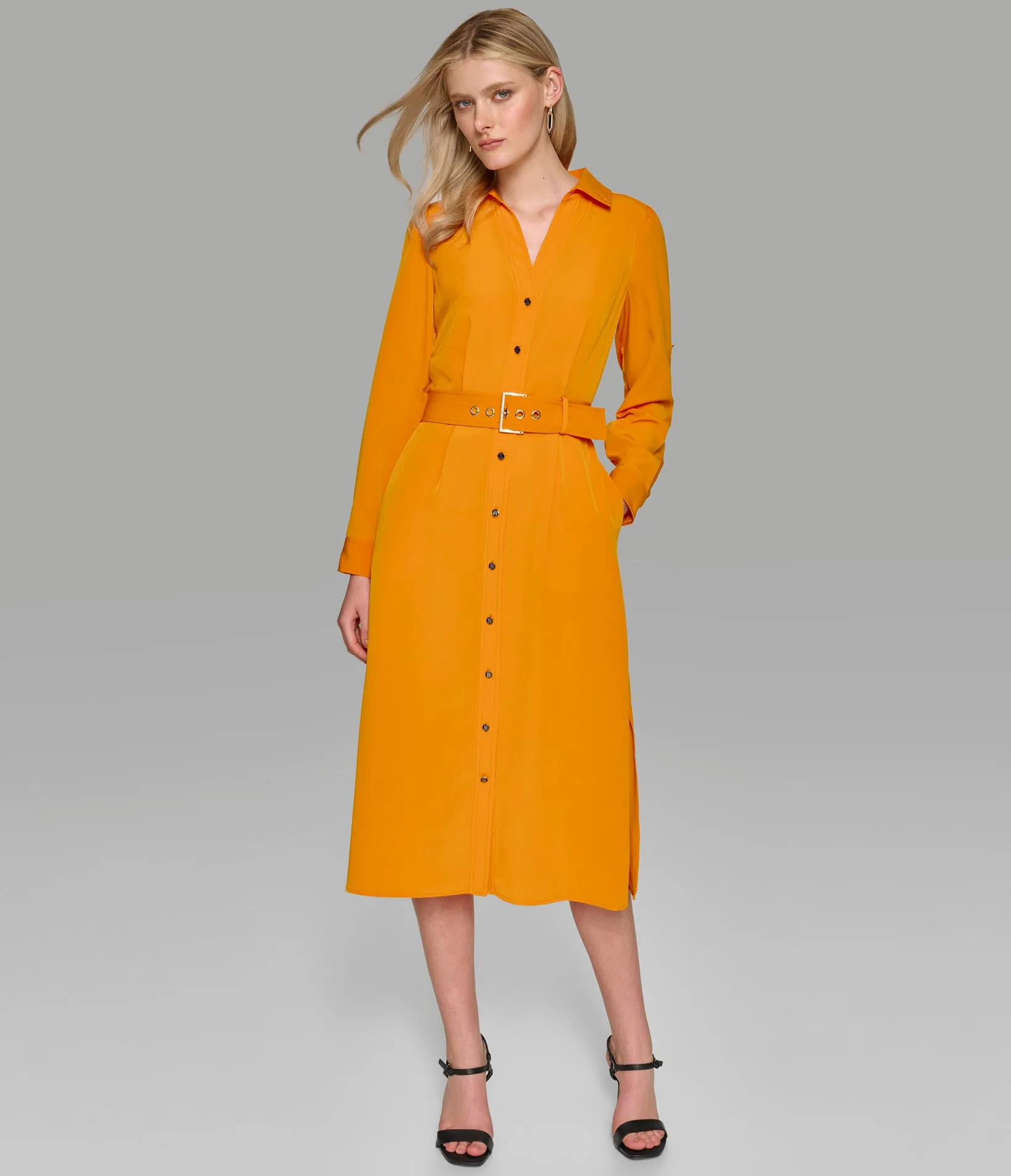 BELTED MIDI SHIRT DRESS sold by Karl Lagerfeld Paris