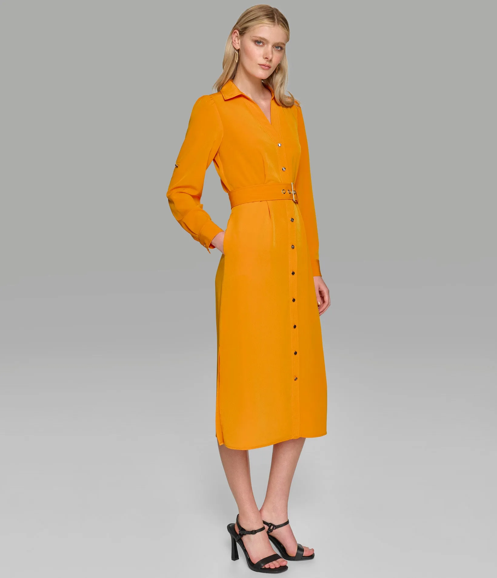 BELTED MIDI SHIRT DRESS sold by Karl Lagerfeld Paris product image thumbnail 3