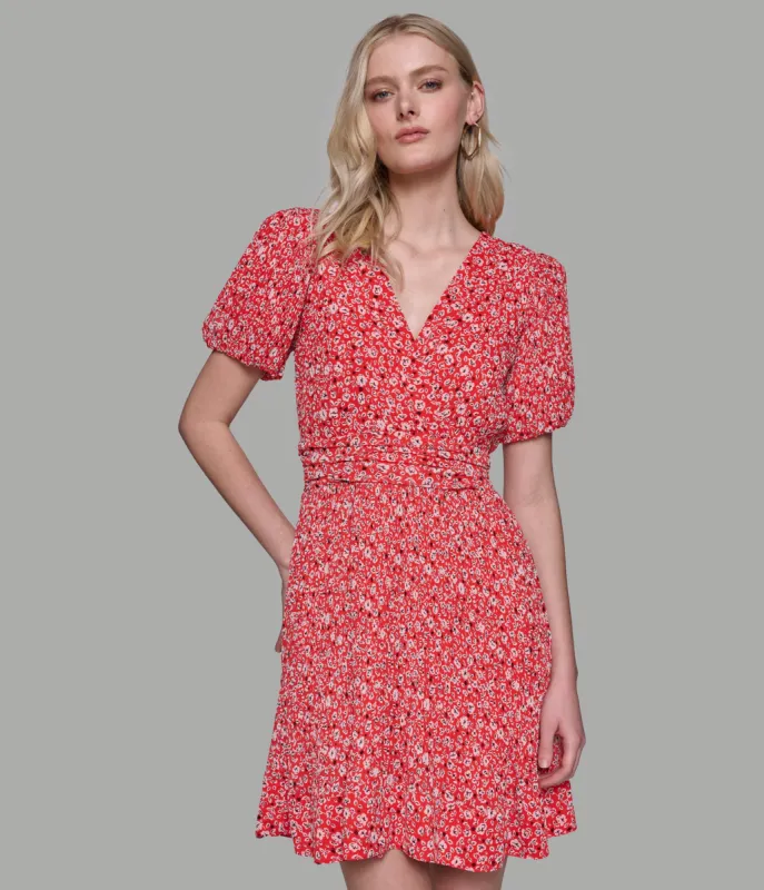 SHORT SLEEVE MICRO PLEAT MINI DRESS sold by Karl Lagerfeld Paris