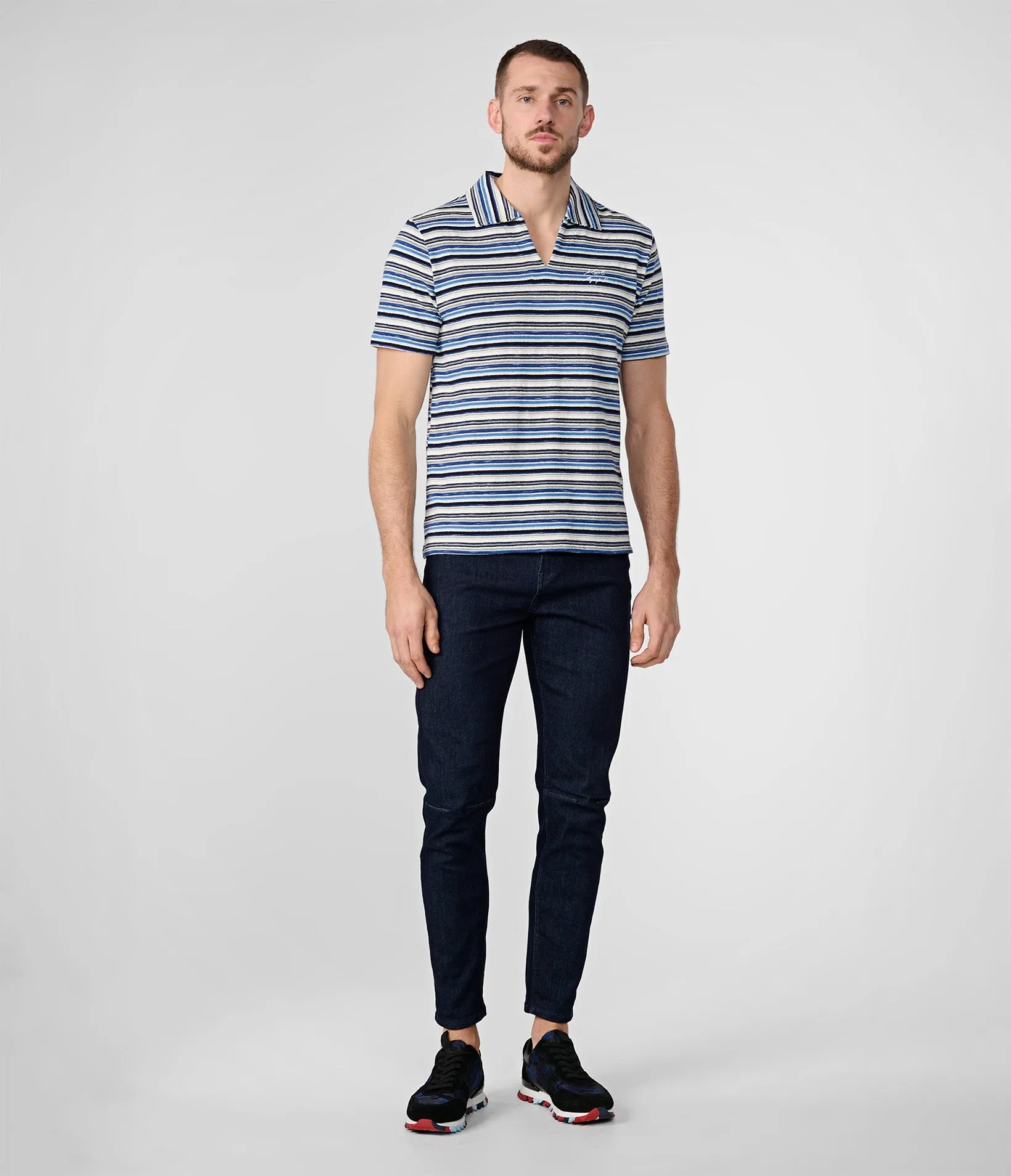 TEXTURED STRIPE SHORT SLEEVE HENLEY sold by Karl Lagerfeld Paris product image thumbnail 4