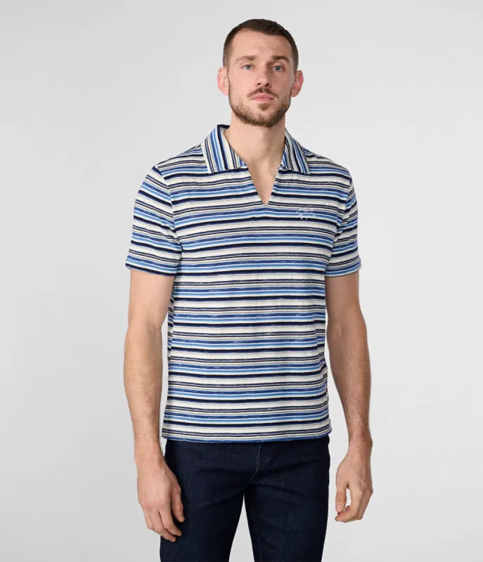 TEXTURED STRIPE SHORT SLEEVE HENLEY sold by Karl Lagerfeld Paris