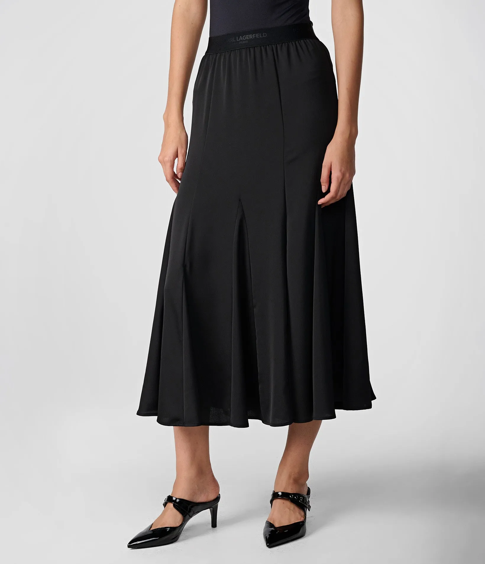 PLEATED SATIN BACK MAXI SKIRT sold by Karl Lagerfeld Paris