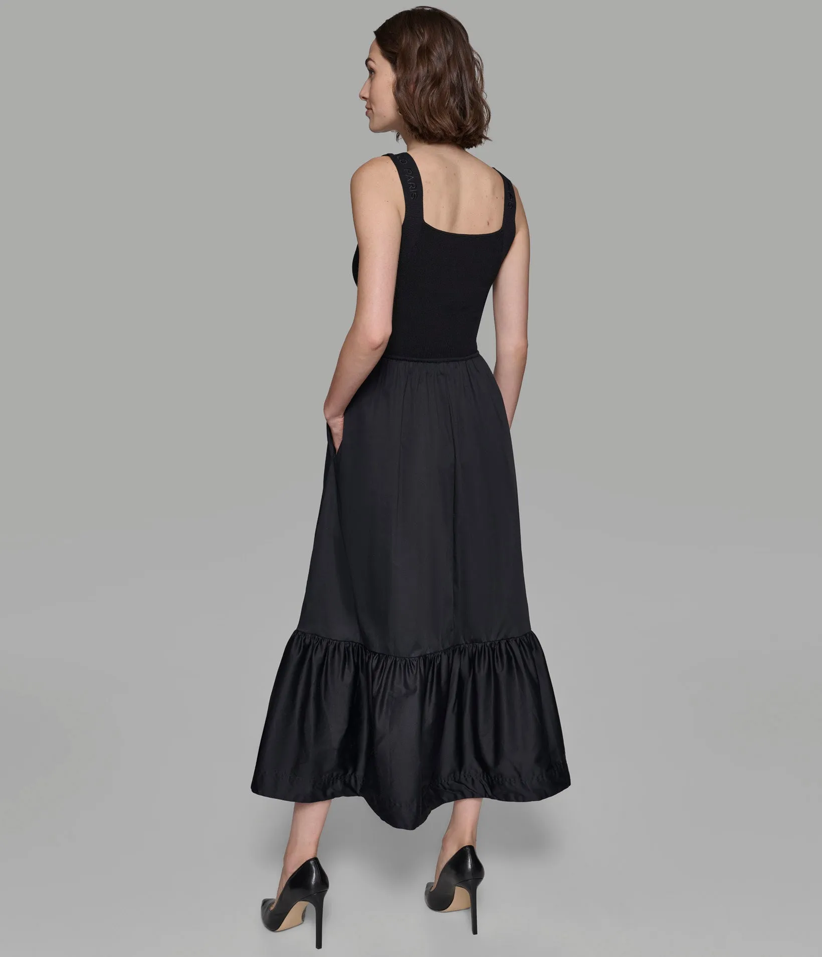 SLEEVELESS MIXED MEDIA MAXI DRESS sold by Karl Lagerfeld Paris product image thumbnail 3