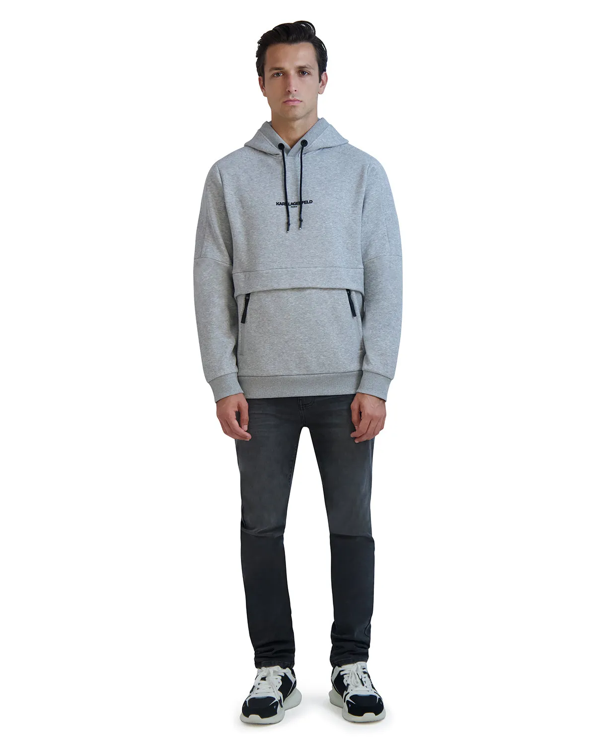 LONG SLEEVE HOODIE SWEATSHIRT WITH ZIP POCKETS sold by Karl Lagerfeld Paris product image thumbnail 5