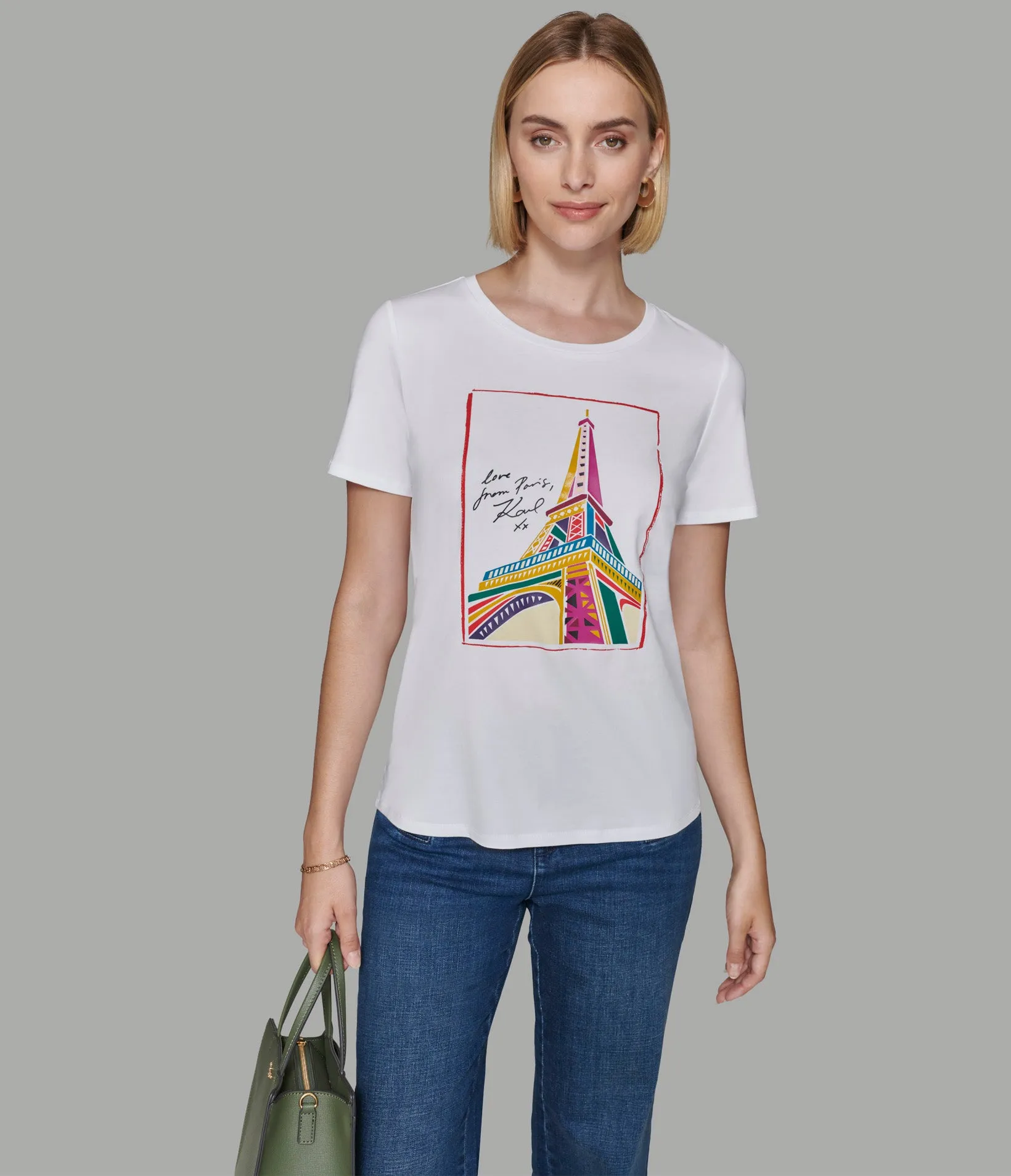 LOVE FROM PARIS EIFFEL TOWER TEE WHITE sold by Karl Lagerfeld Paris