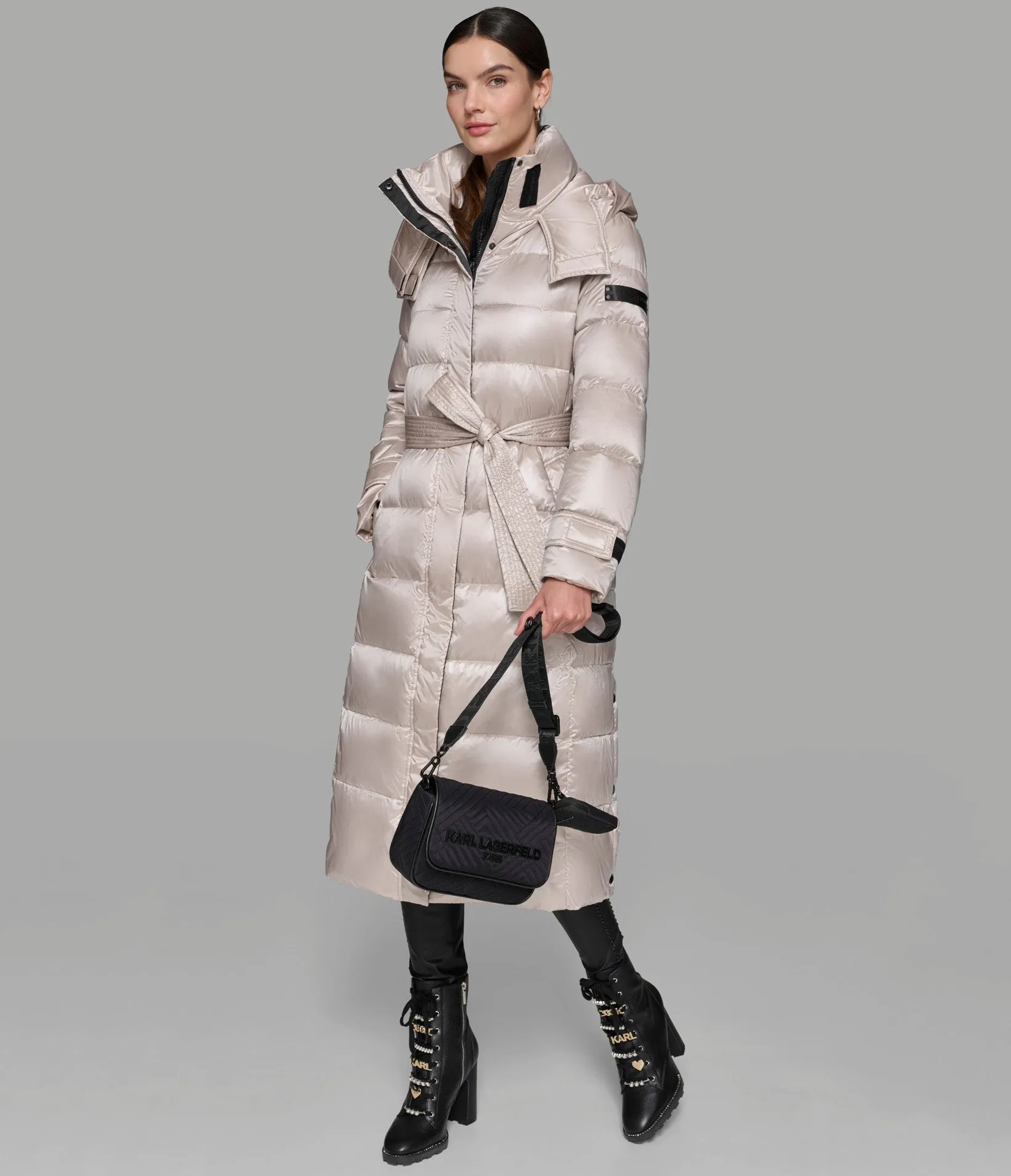 CONTRAST MAXI BELTED LONG PUFFER sold by Karl Lagerfeld Paris product image thumbnail 5