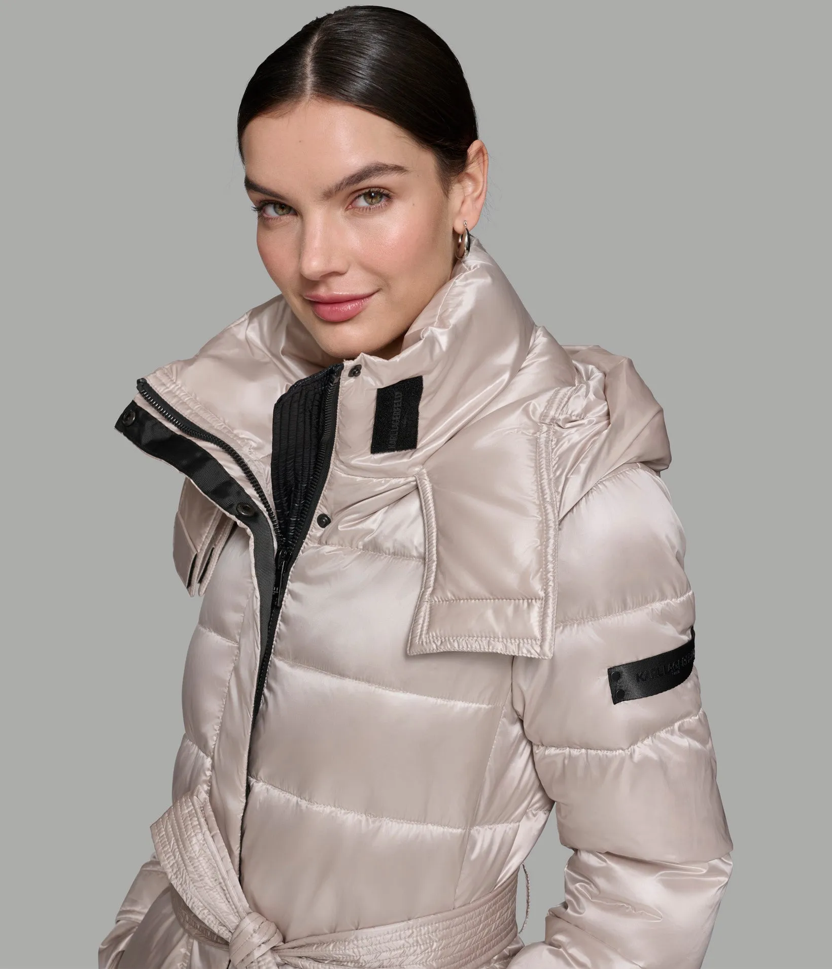 CONTRAST MAXI BELTED LONG PUFFER sold by Karl Lagerfeld Paris product image thumbnail 4