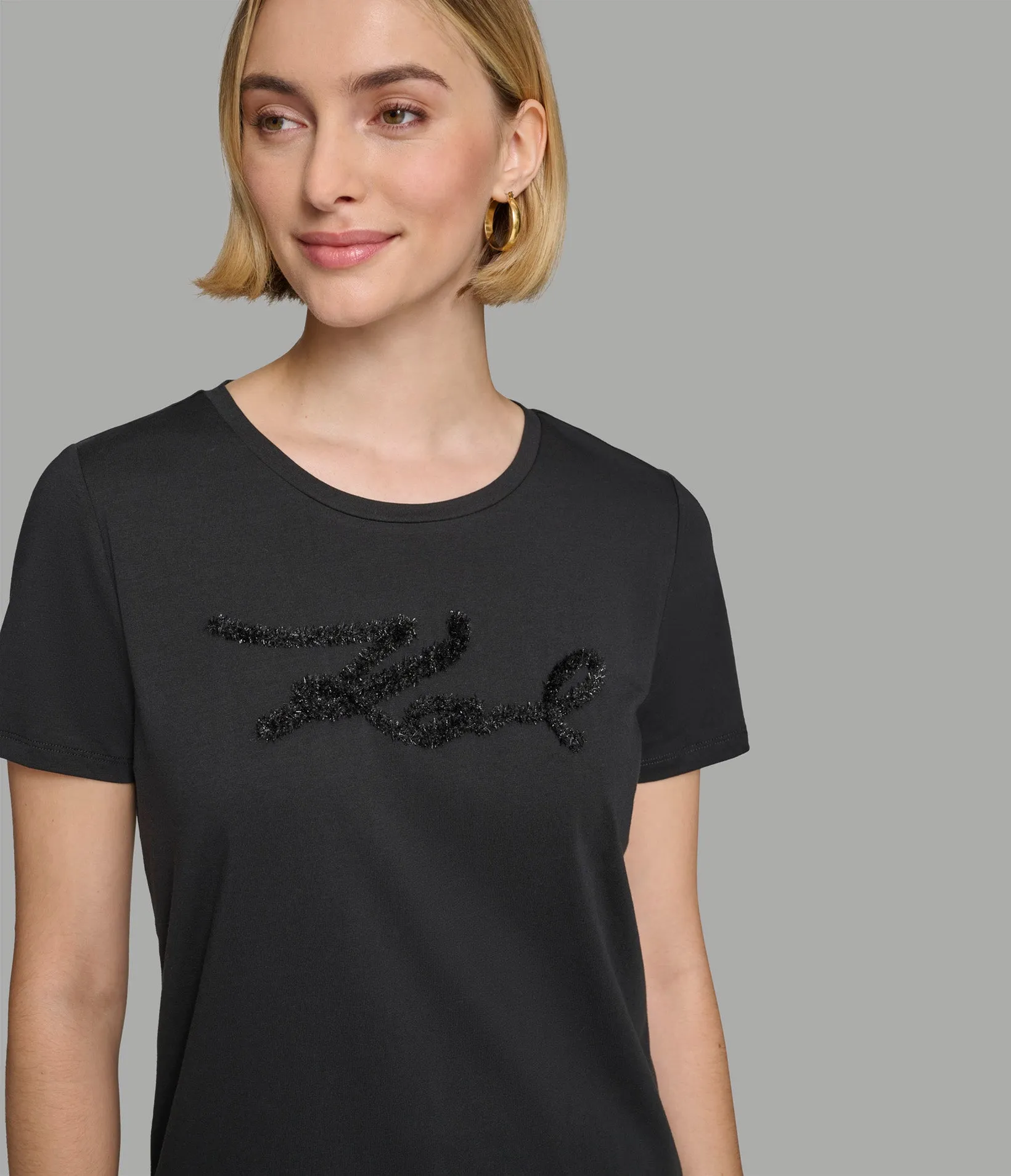 KARL SCRIPT TWEED TEE sold by Karl Lagerfeld Paris product image thumbnail 4