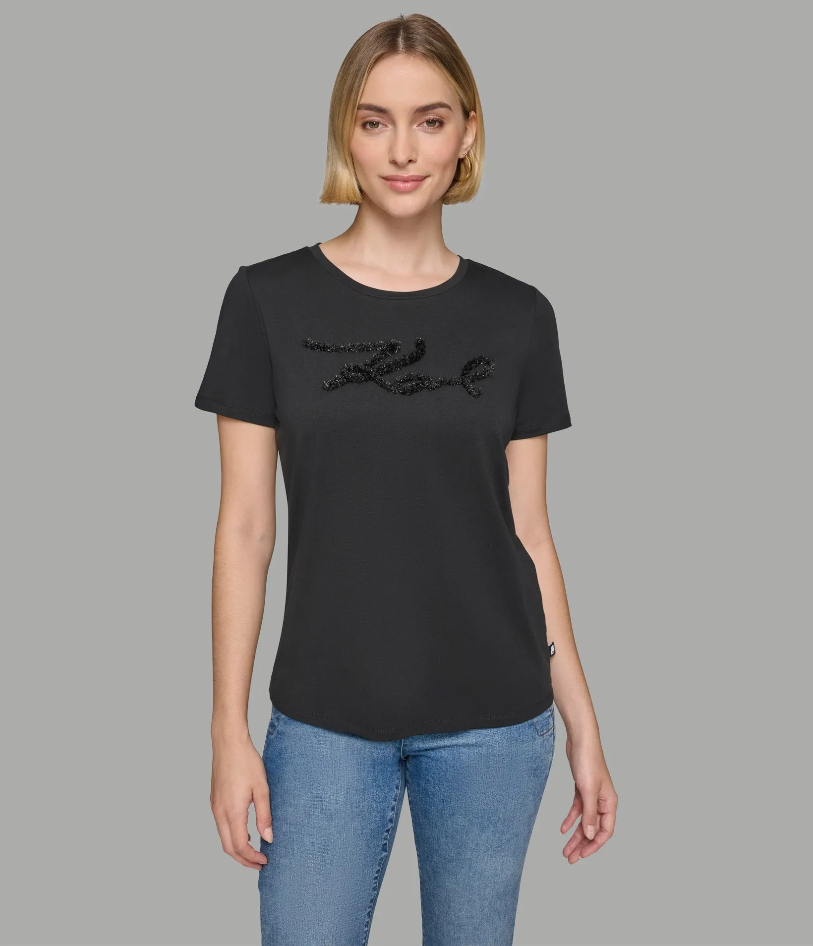 KARL SCRIPT TWEED TEE sold by Karl Lagerfeld Paris